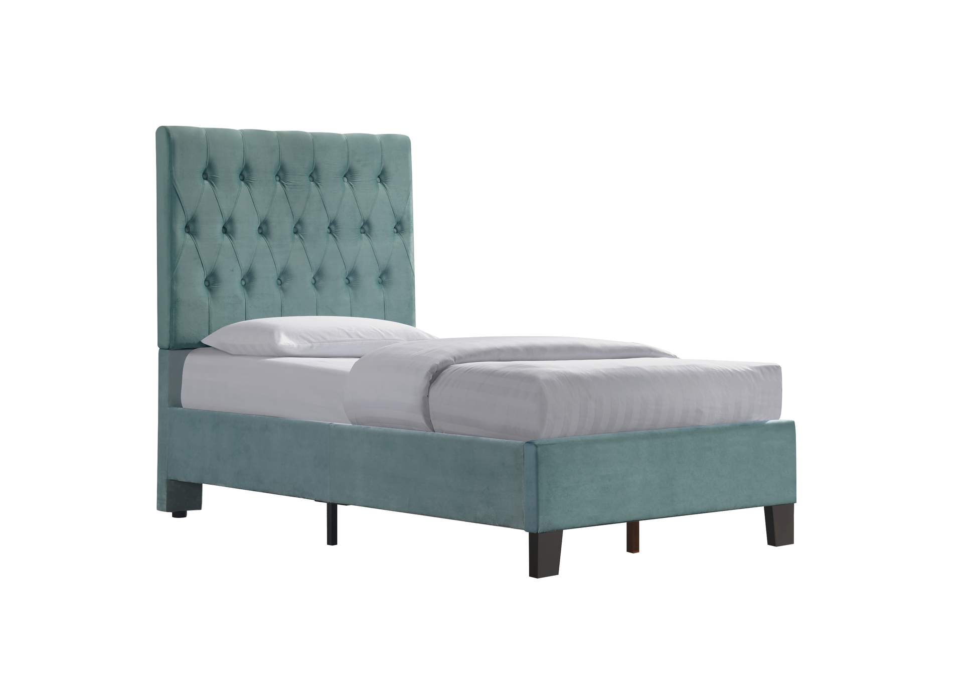 Amelia Light Blue Twin Upholstered Bed,Emerald Home Furnishings