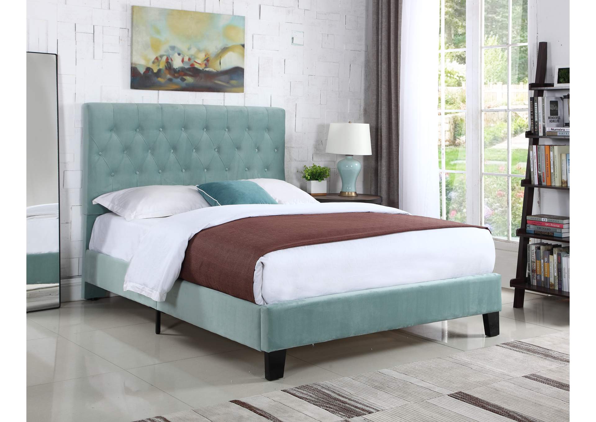 Amelia Light Blue Full Upholstered Bed,Emerald Home Furnishings