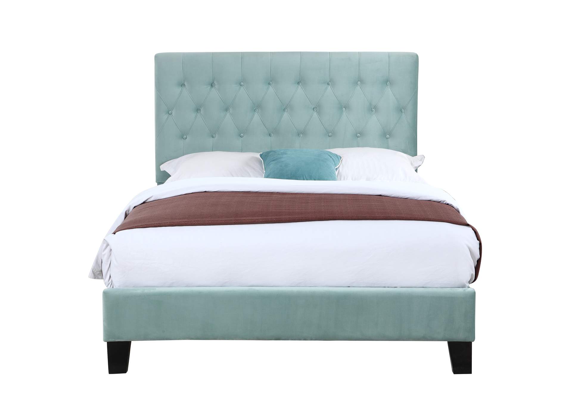 Amelia Light Blue Queen Upholstered Bed,Emerald Home Furnishings