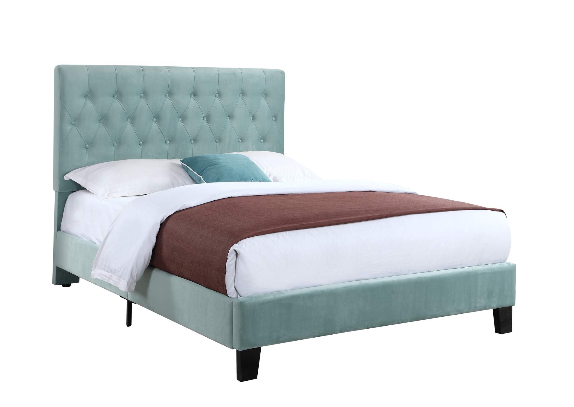Amelia Light Blue King Upholstered Bed,Emerald Home Furnishings
