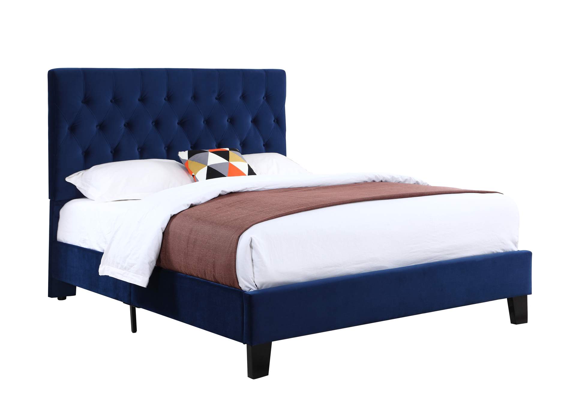 Amelia Navy Cal King Upholstered Bed,Emerald Home Furnishings