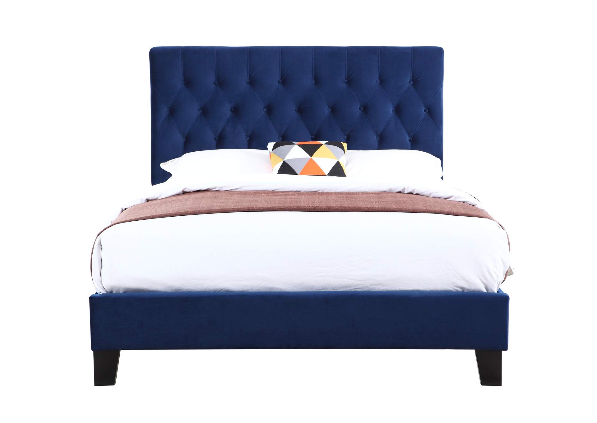 Amelia Navy Cal King Upholstered Bed,Emerald Home Furnishings
