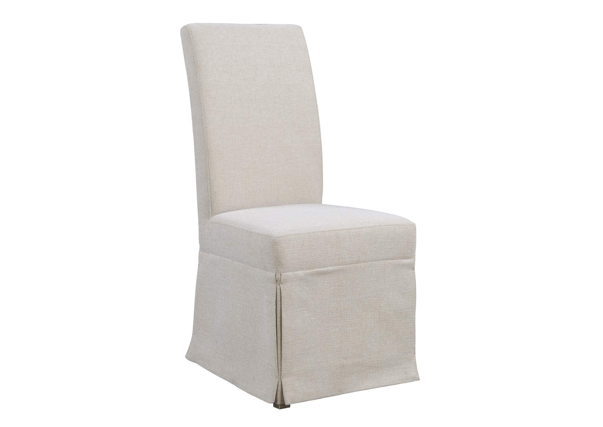 Paladin Linen Buff Upholstered Skirted, Upholstered Skirted Parsons Dining Chairs