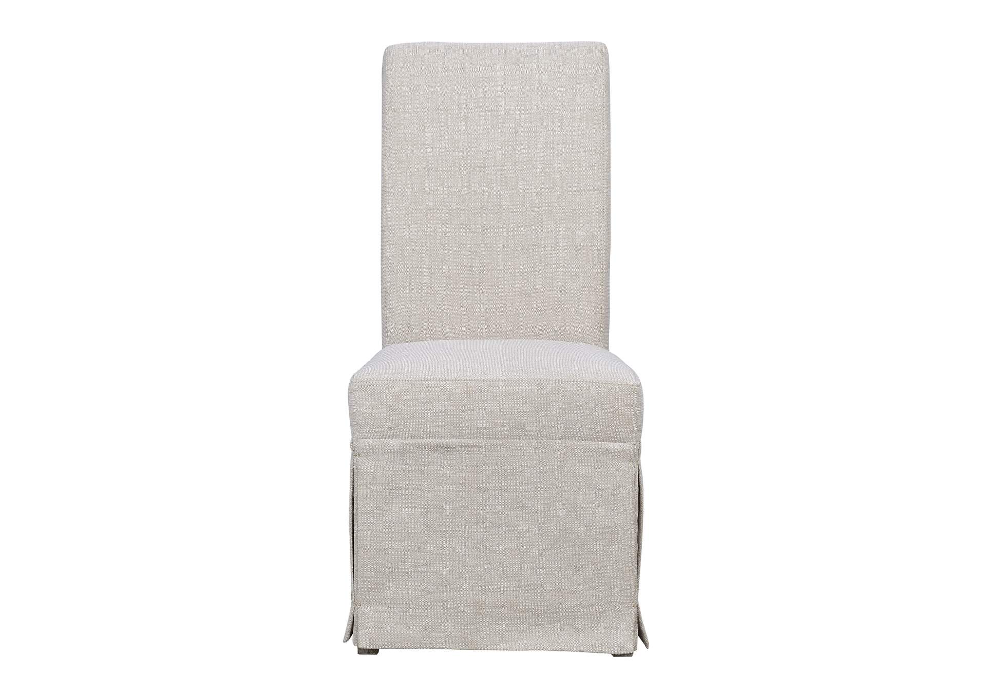 Paladin Linen Buff Upholstered Skirted, Upholstered Skirted Parsons Dining Chairs