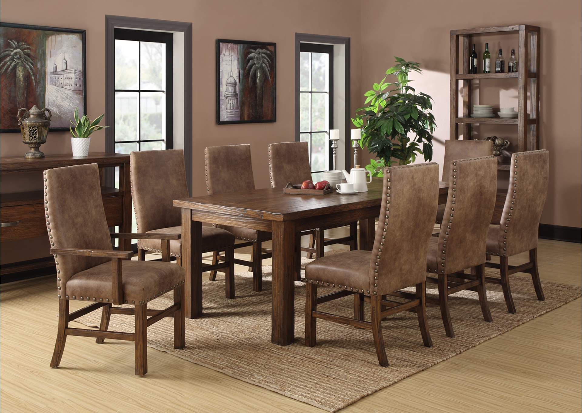 Chambers Creek Rustic Pine Upholstered, Rustic Upholstered Dining Room Chairs
