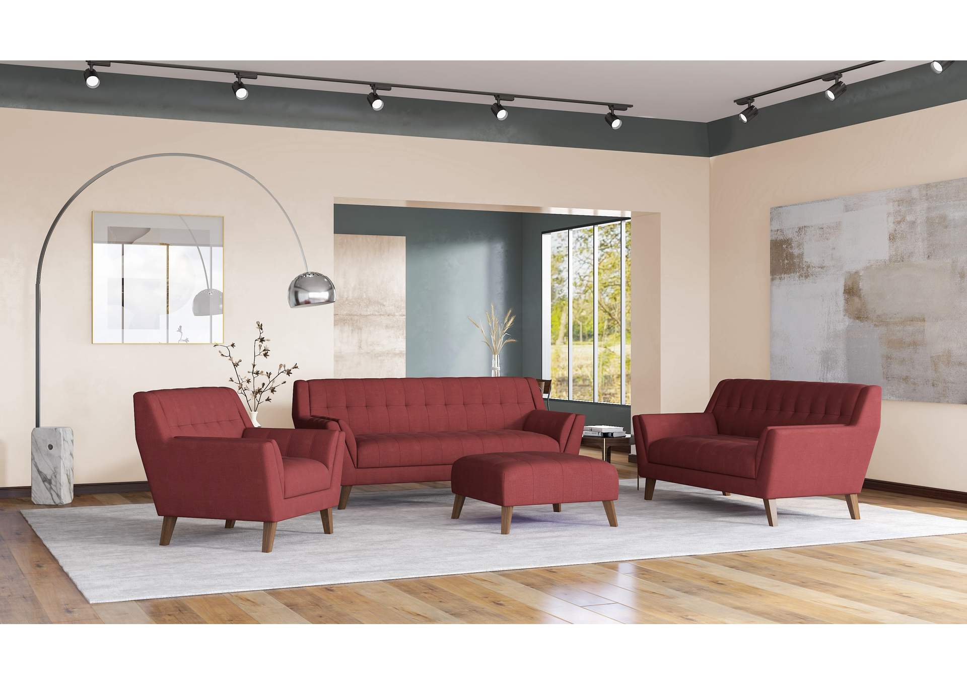 Binetti Brick Red Sofa & Loveseat,Emerald Home Furnishings