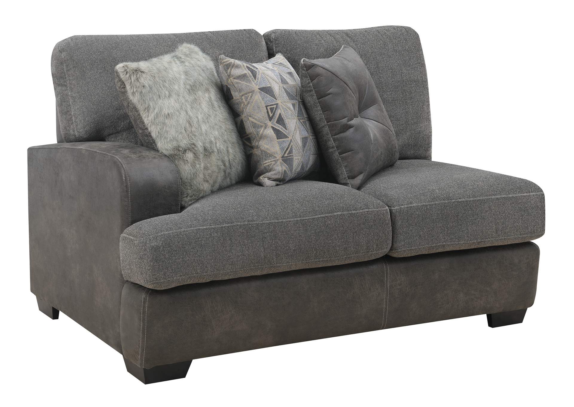 Berlin Gray Herringbone & Sanded Microfiber Modular Lsf Loveseat,Emerald Home Furnishings