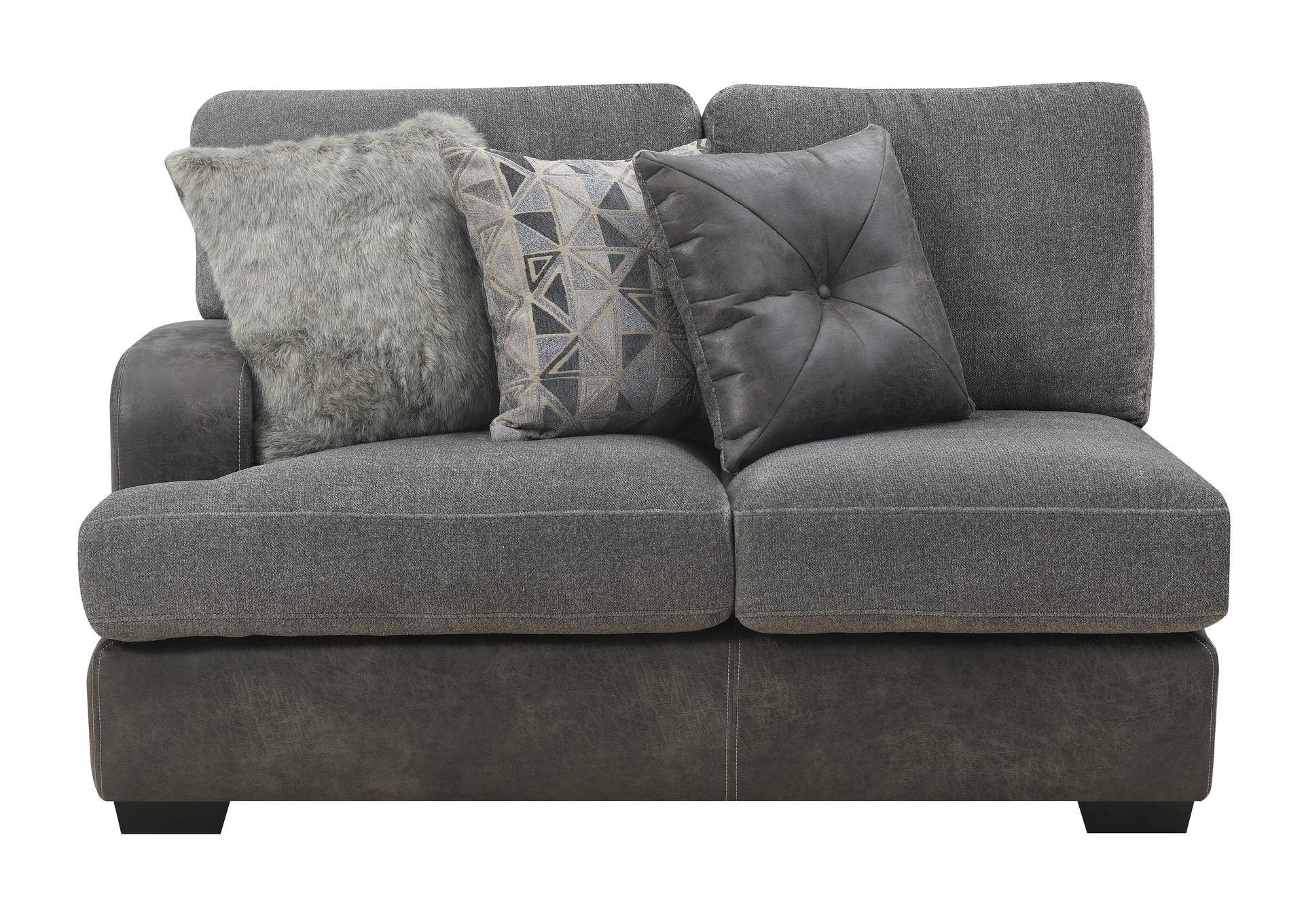 Berlin Gray Herringbone & Sanded Microfiber Modular Lsf Loveseat,Emerald Home Furnishings