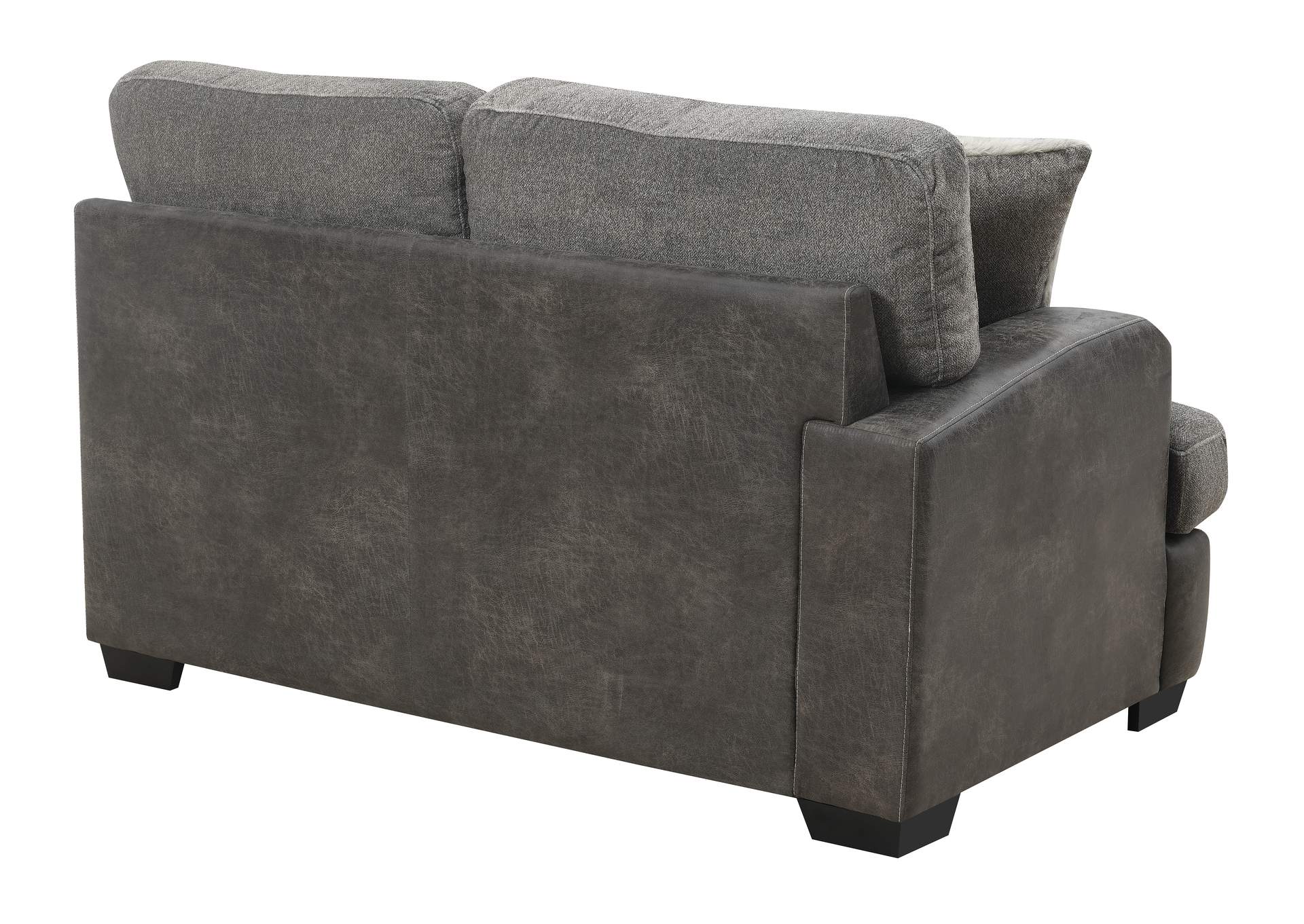 Berlin Gray Herringbone & Sanded Microfiber Modular Lsf Loveseat,Emerald Home Furnishings