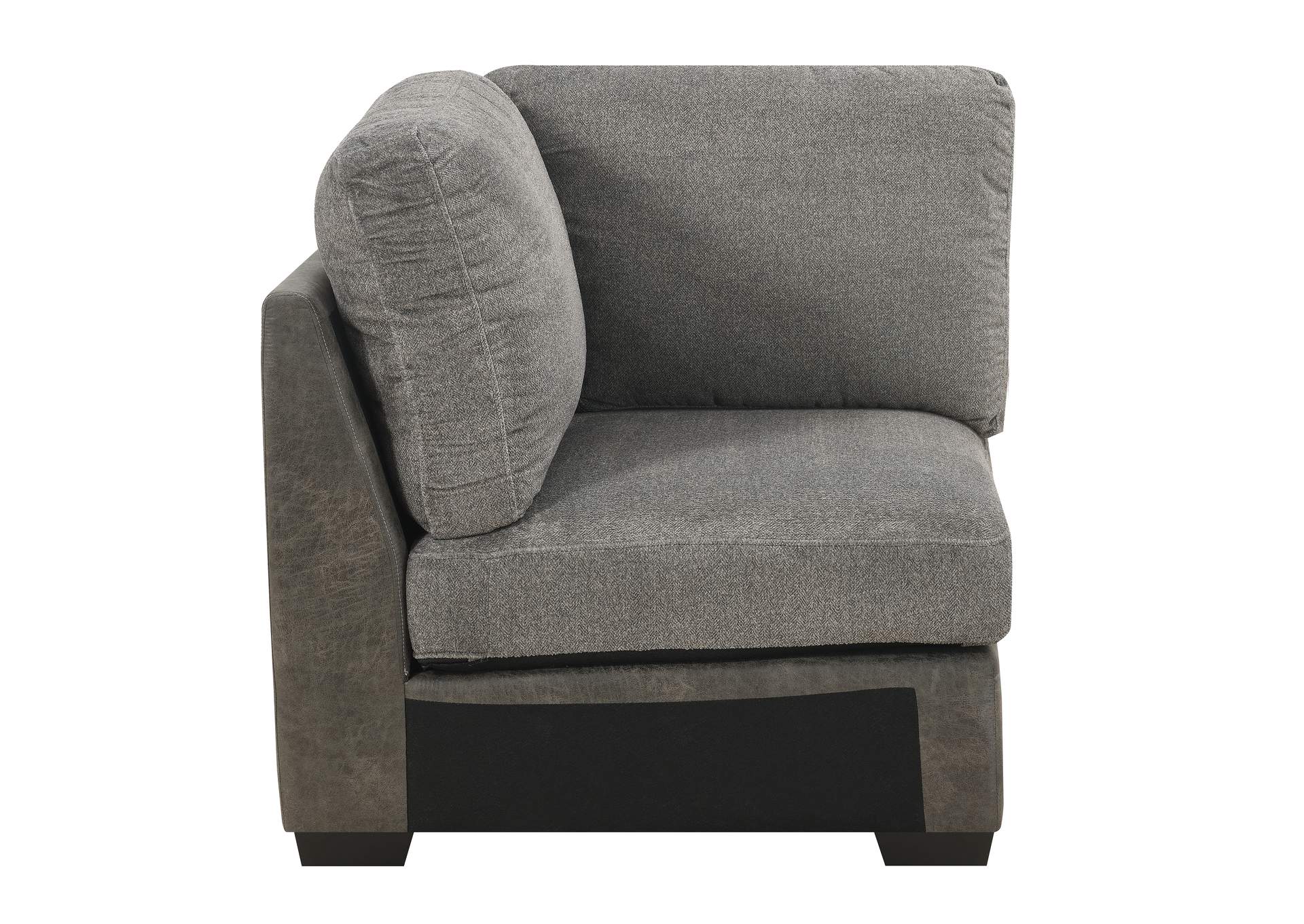 Berlin Gray Herringbone & Sanded Microfiber Modular Corner Chair,Emerald Home Furnishings