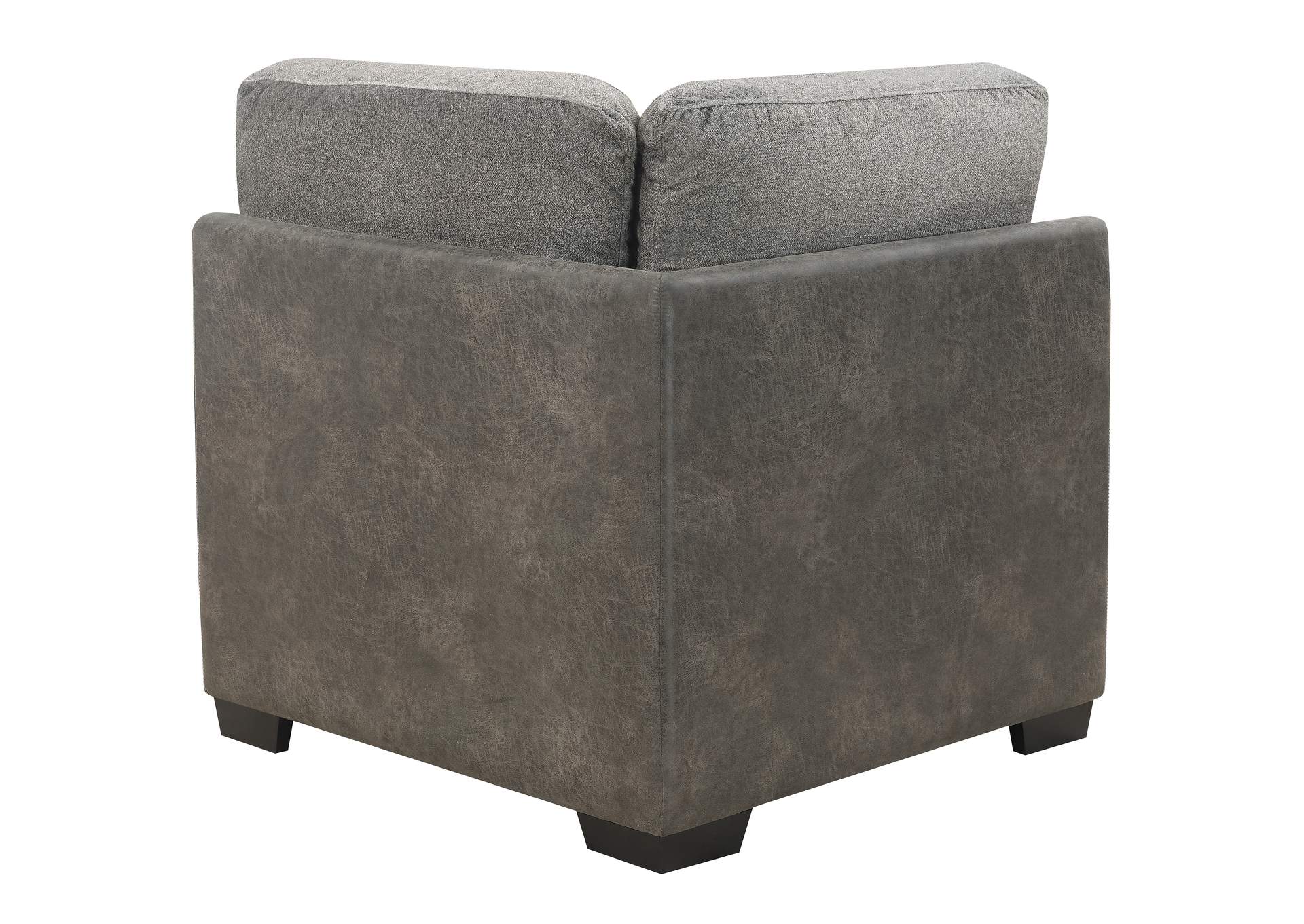 Berlin Gray Herringbone & Sanded Microfiber Modular Corner Chair,Emerald Home Furnishings