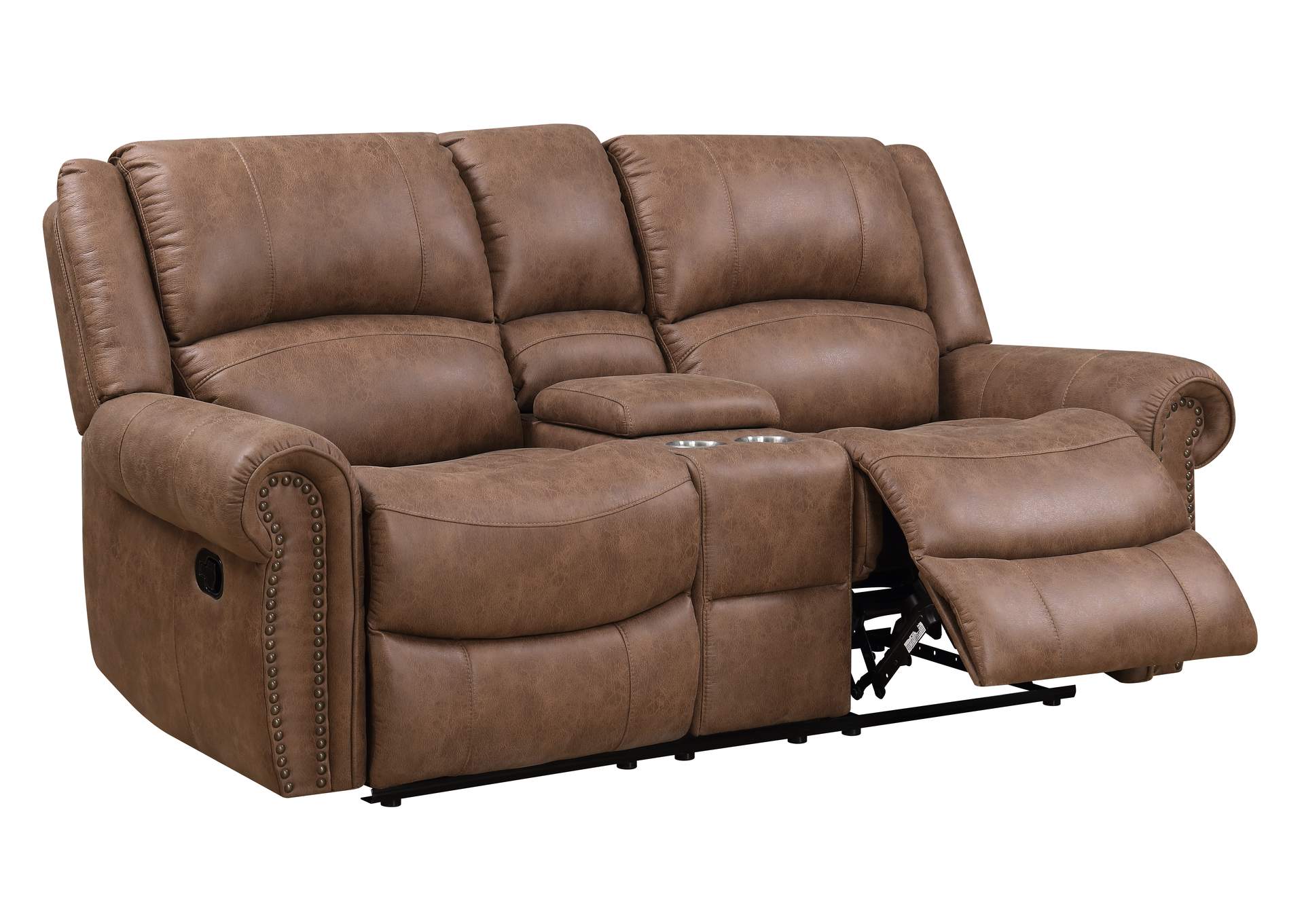 Spencer Reclining Console Loveseat,Emerald Home Furnishings