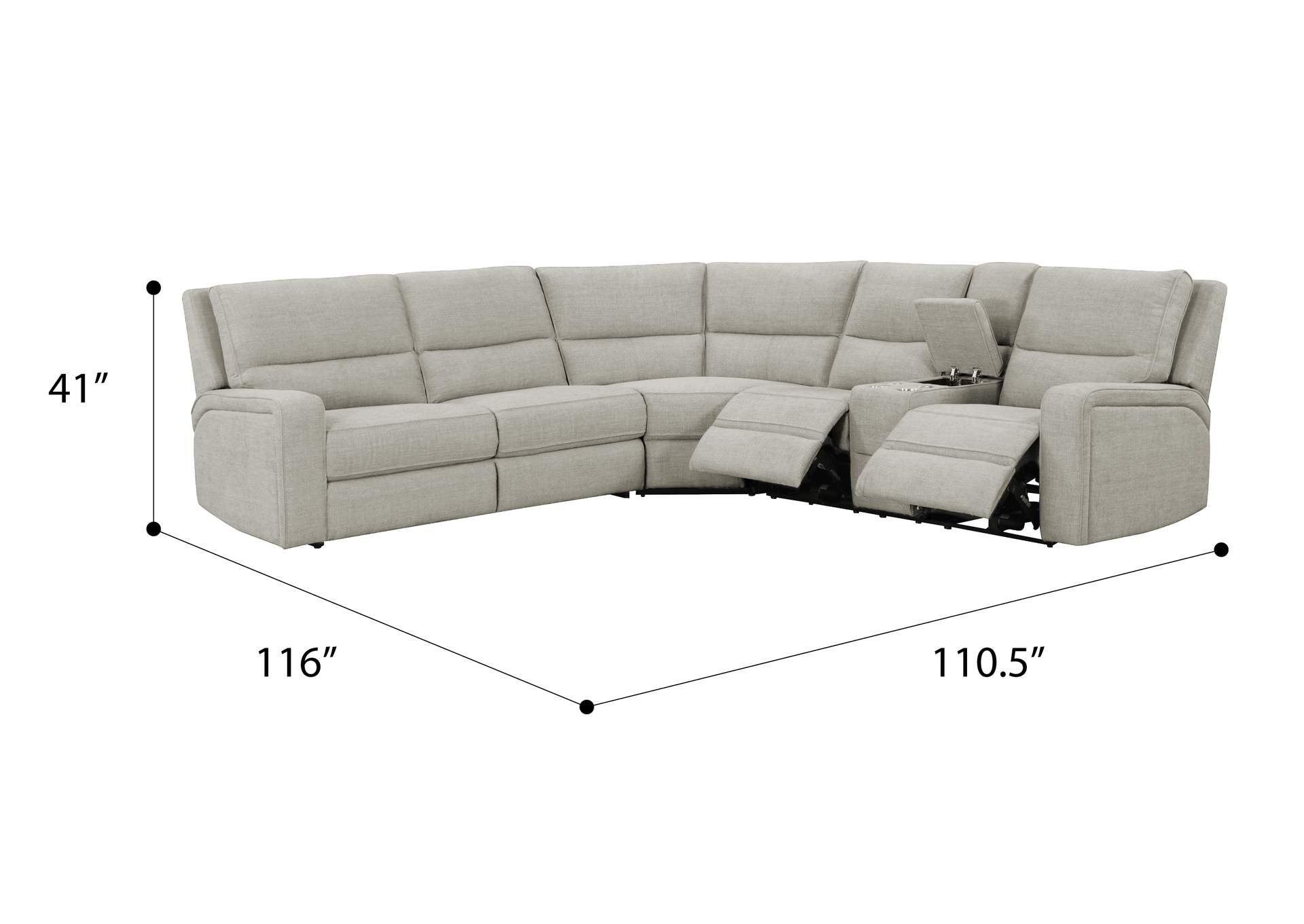 Medford Power 3-Seat Reclining Sectional,Emerald Home Furnishings