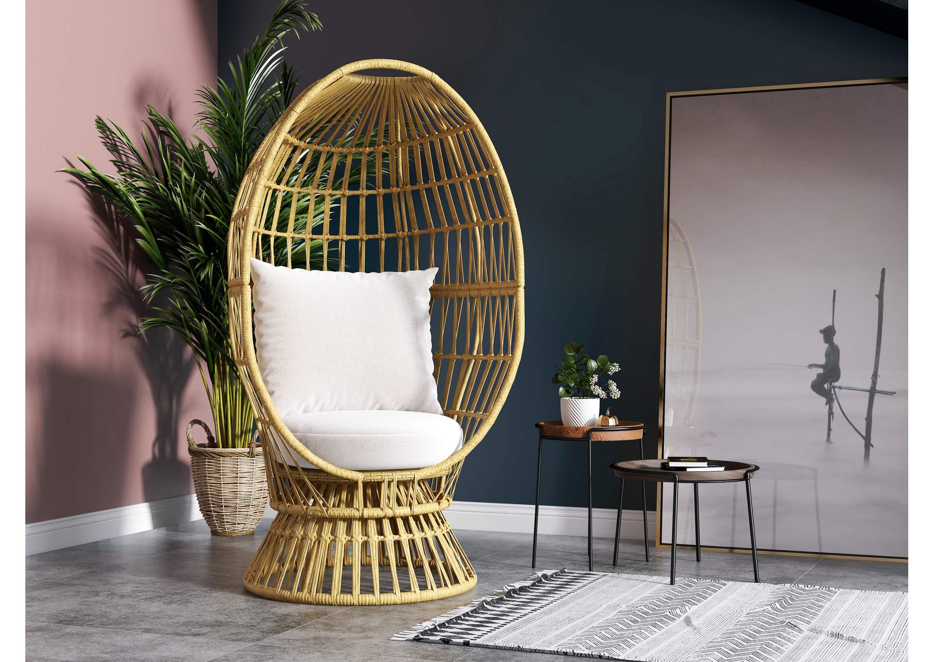 Austin Austin Outdoor Swivel Basket Chair,Emerald Home Furnishings