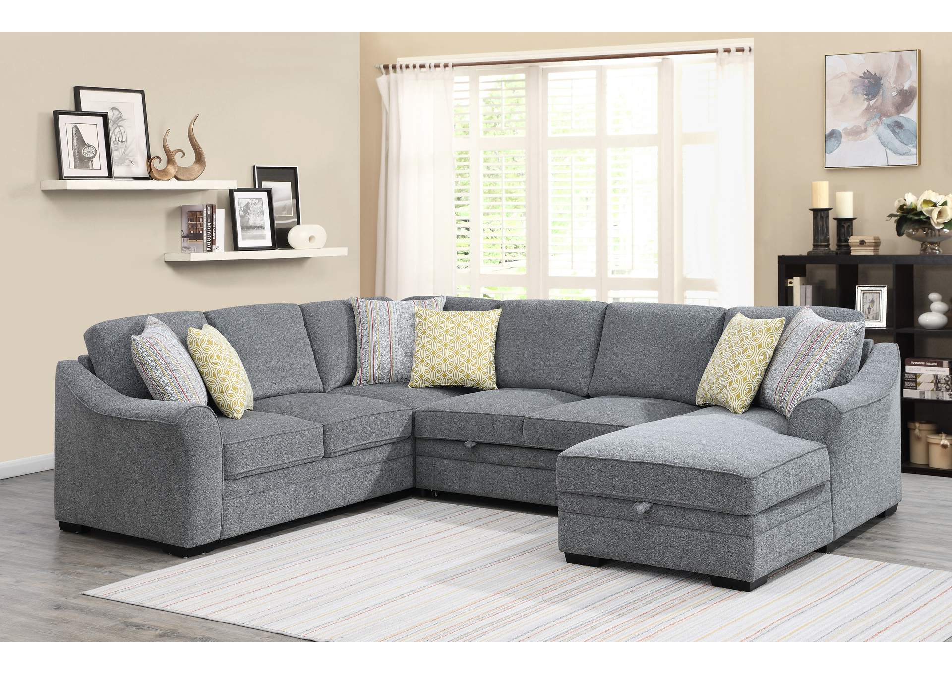 Pop-Up Sleeper Sectional,Emerald Home Furnishings