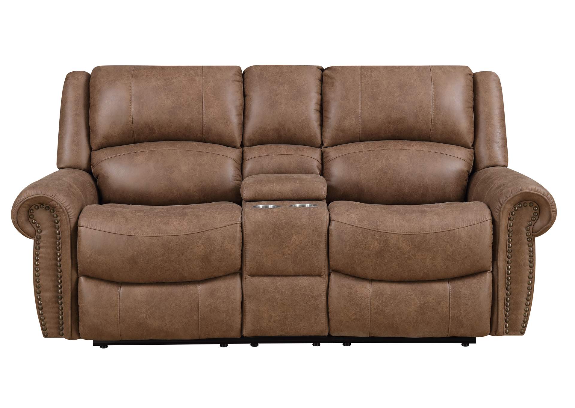 Spencer Reclining Console Loveseat,Emerald Home Furnishings