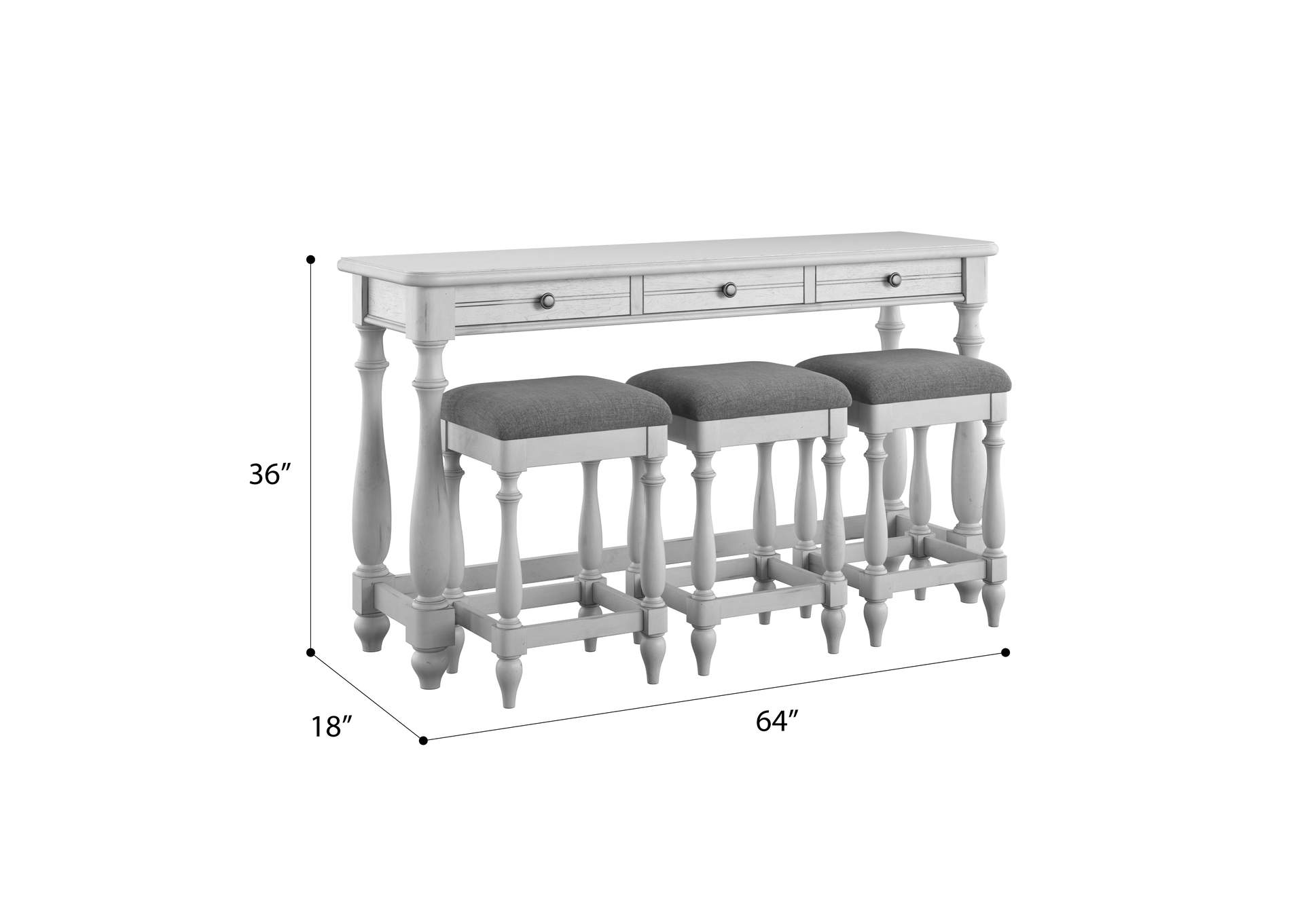 New Haven Sofa Table With Three Stools,Emerald Home Furnishings