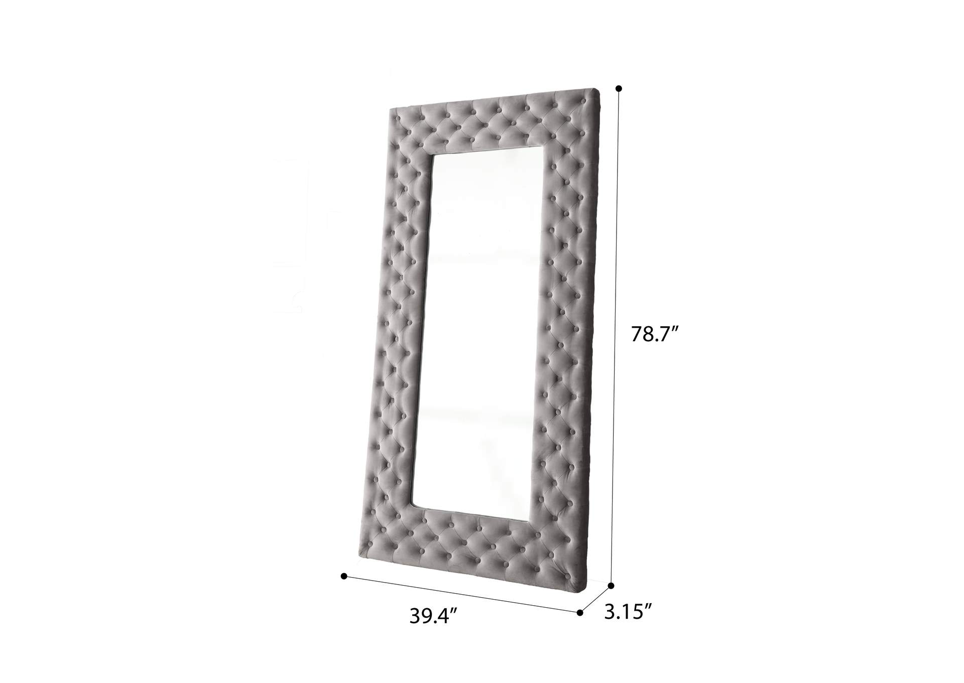 Lacey Upholstered Floor Mirror,Emerald Home Furnishings