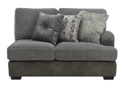 Image for Berlin Gray Herringbone & Sanded Microfiber Modular Rsf Loveseat