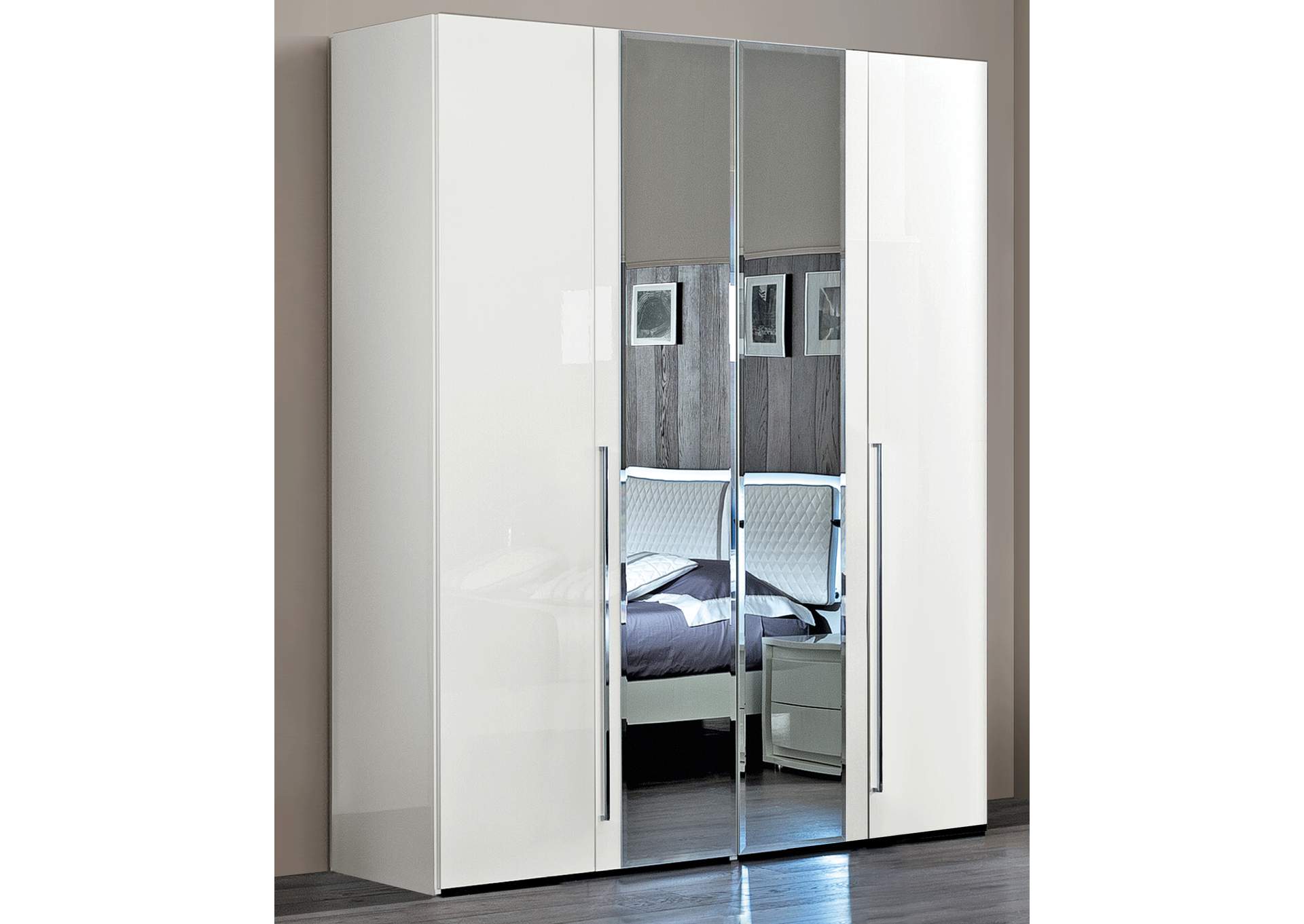Dama Bianca 4 Doors Wardrobe with 2 Mirrors,ESF Wholesale Furniture