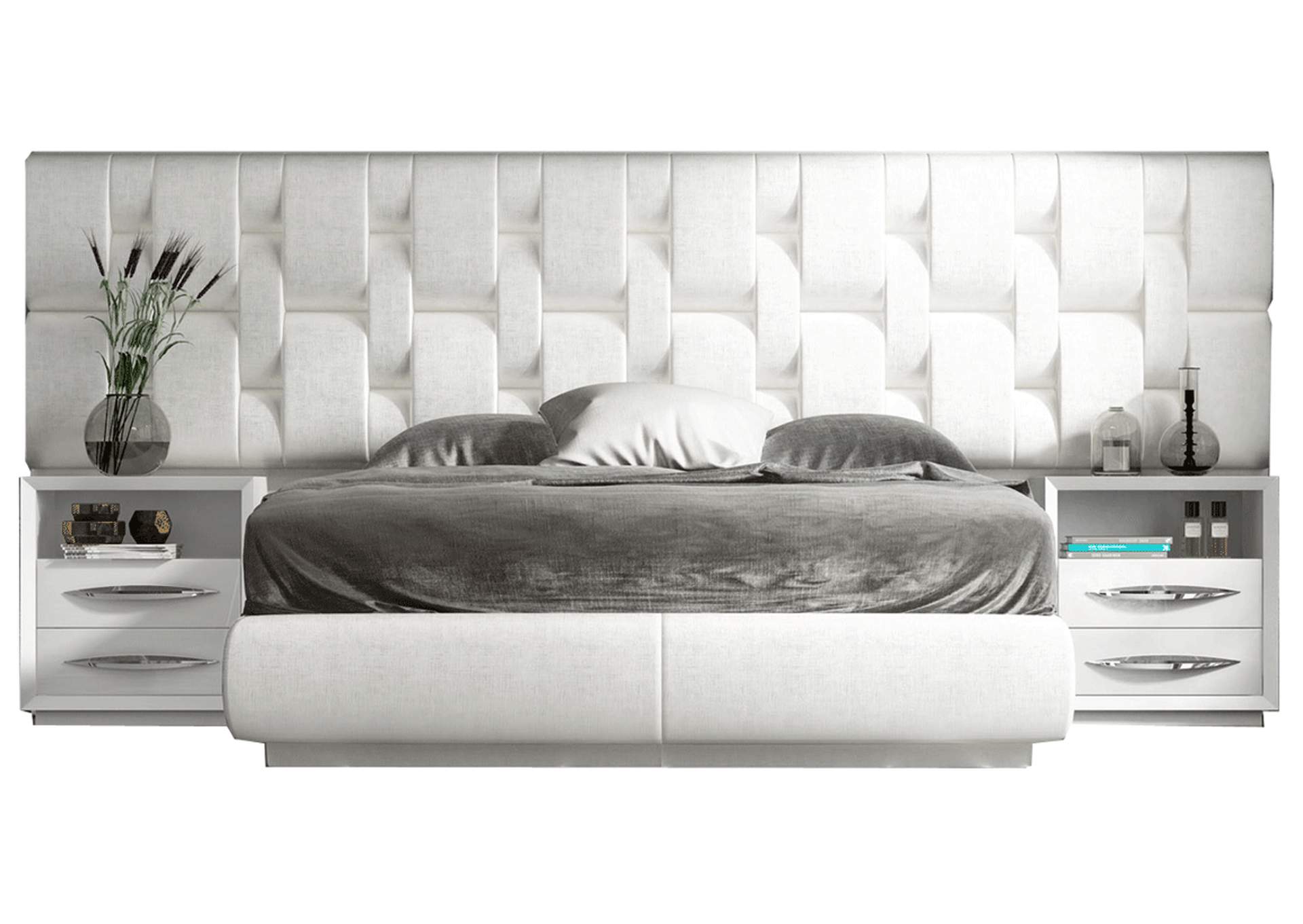 Emporio Beige & White Storage Queen Bed,ESF Wholesale Furniture