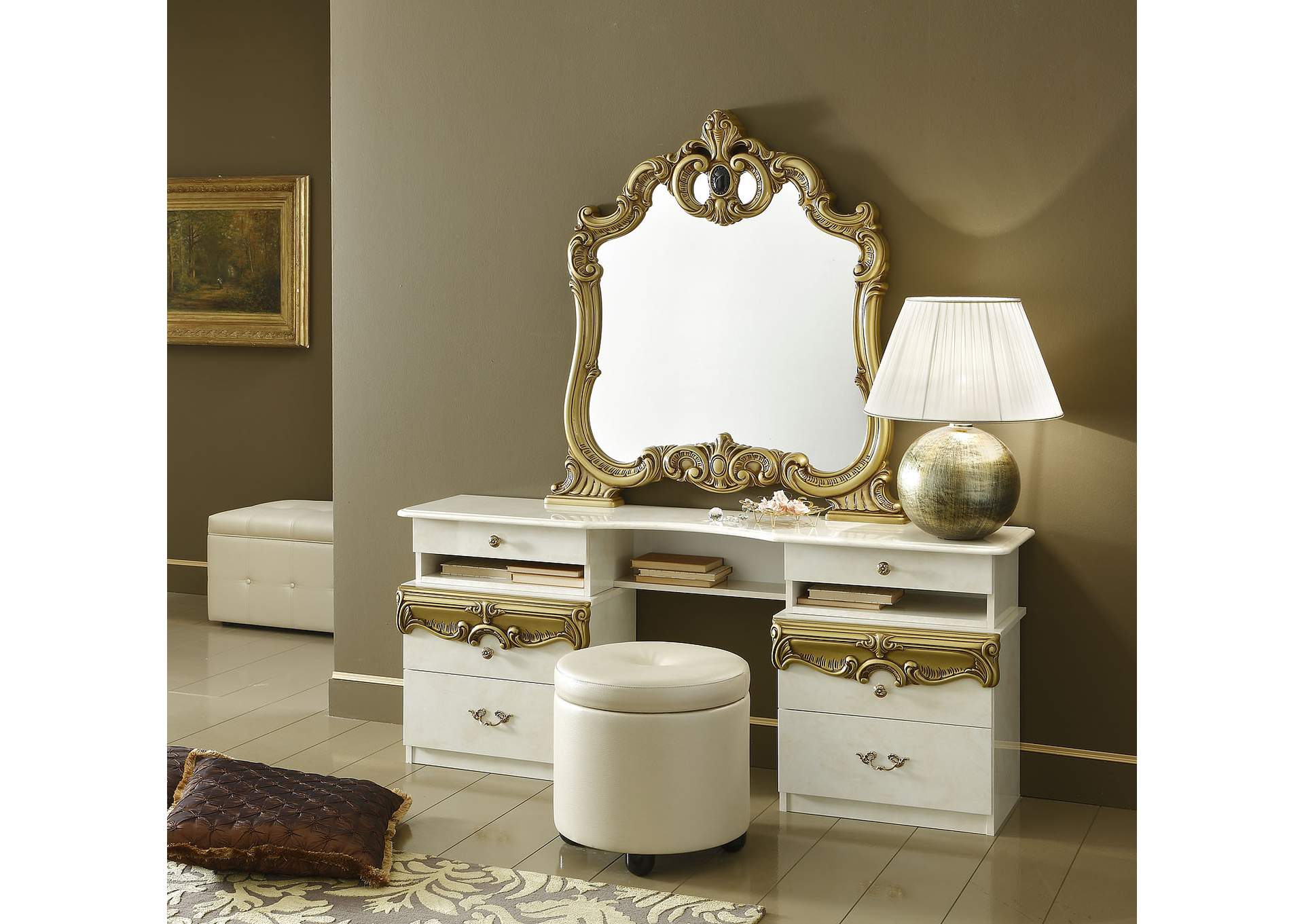 Barocco Vanity Dresser Ivory - Gold,ESF Wholesale Furniture