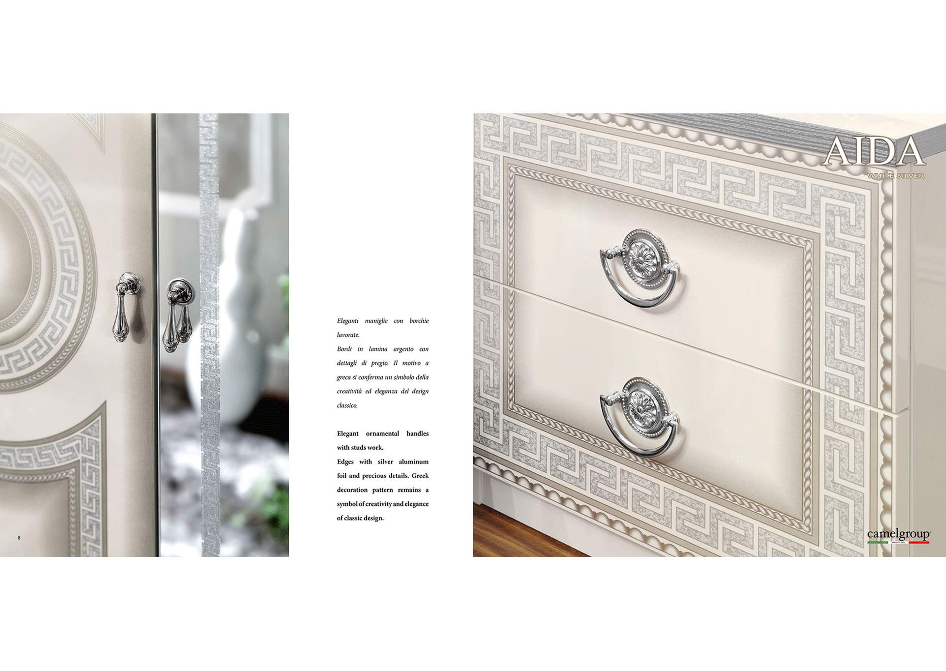 Aida White - Silver Vanity Dresser SET,ESF Wholesale Furniture