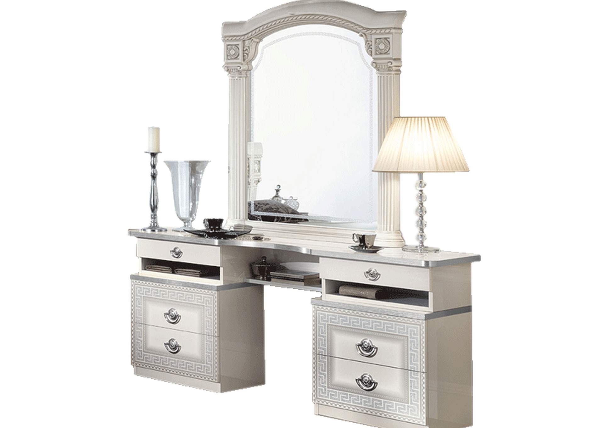 Aida White - Silver Vanity Dresser SET,ESF Wholesale Furniture