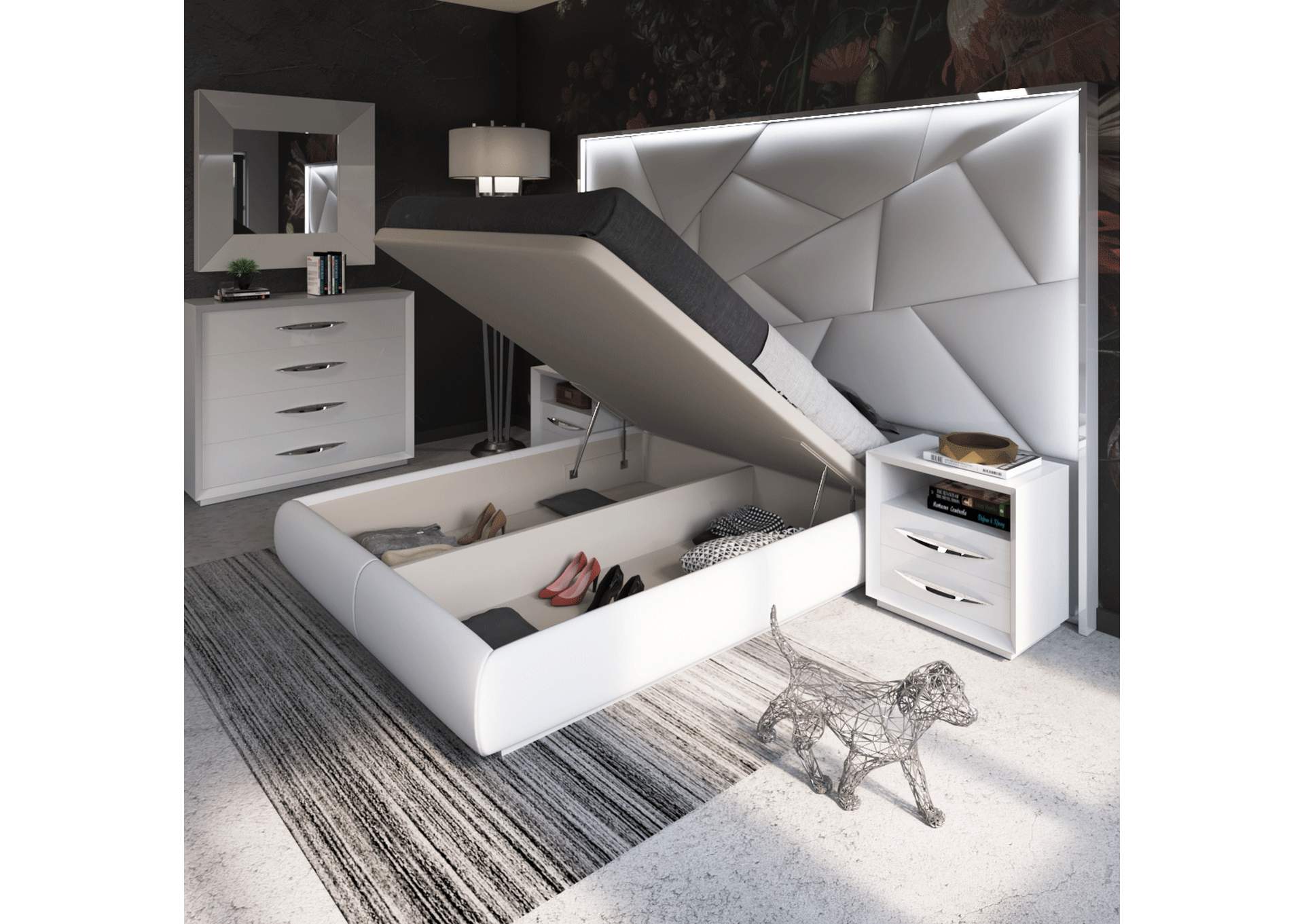 Majesty Bedroom with Light And Carmen Cases SET,ESF Wholesale Furniture