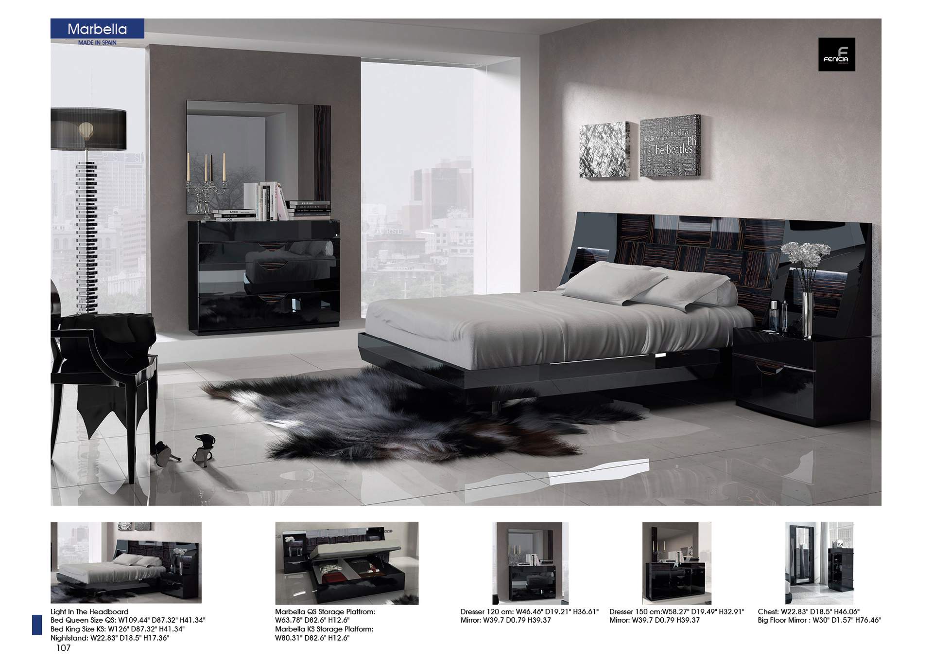 Black Marbella King Storage Bed,ESF Wholesale Furniture