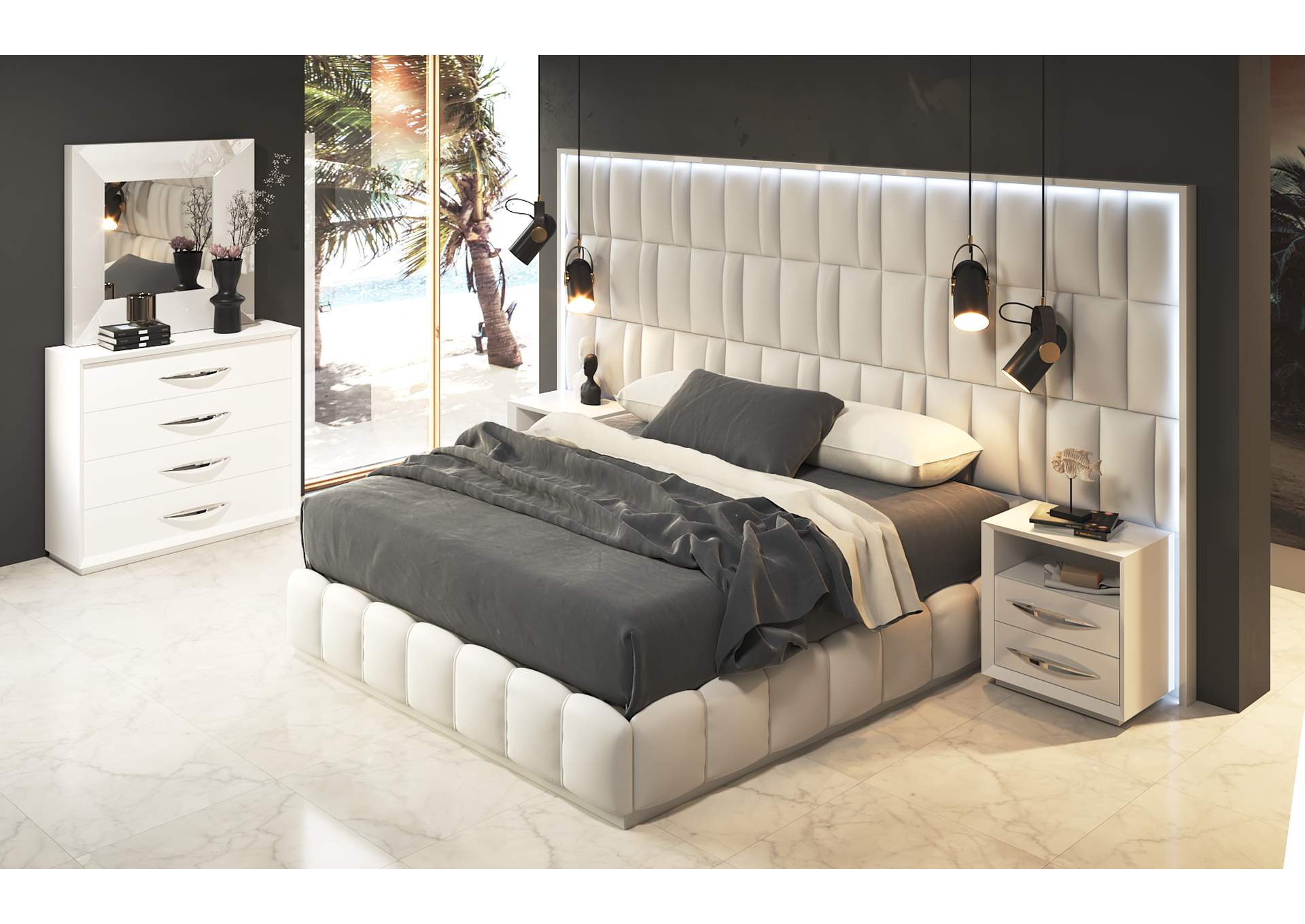 Orion Bed with Emporio Nightstands SET,ESF Wholesale Furniture