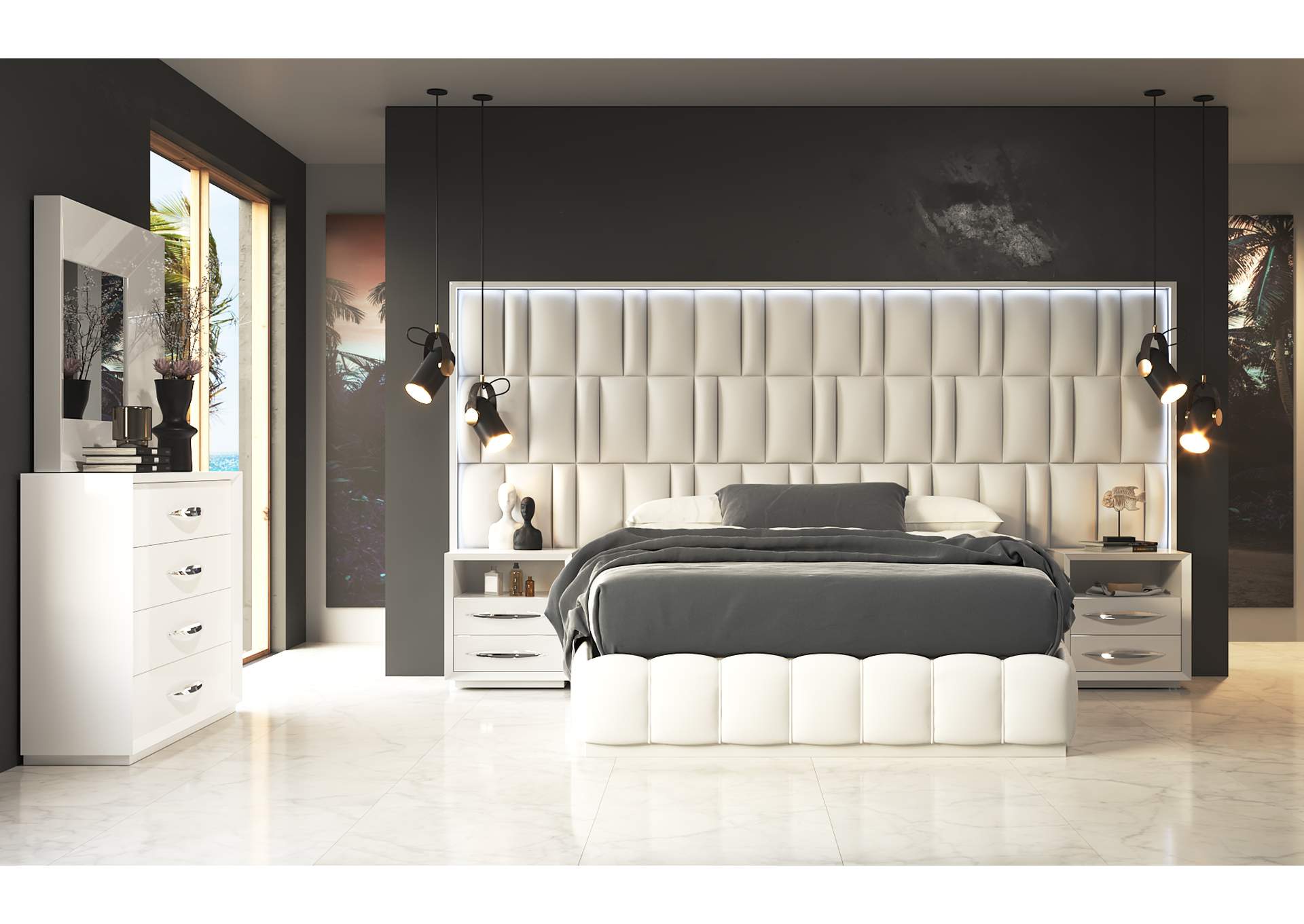 Orion Bed with Emporio Nightstands SET,ESF Wholesale Furniture