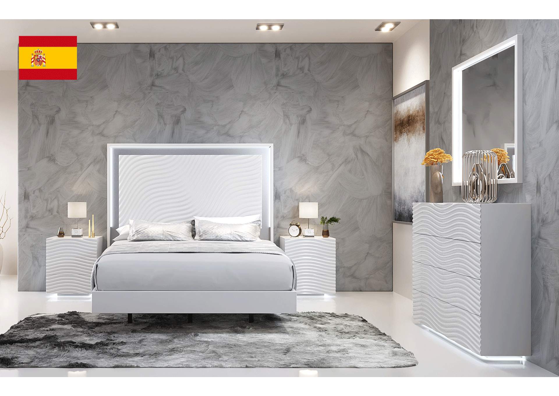 Wave Bedroom White SET,ESF Wholesale Furniture