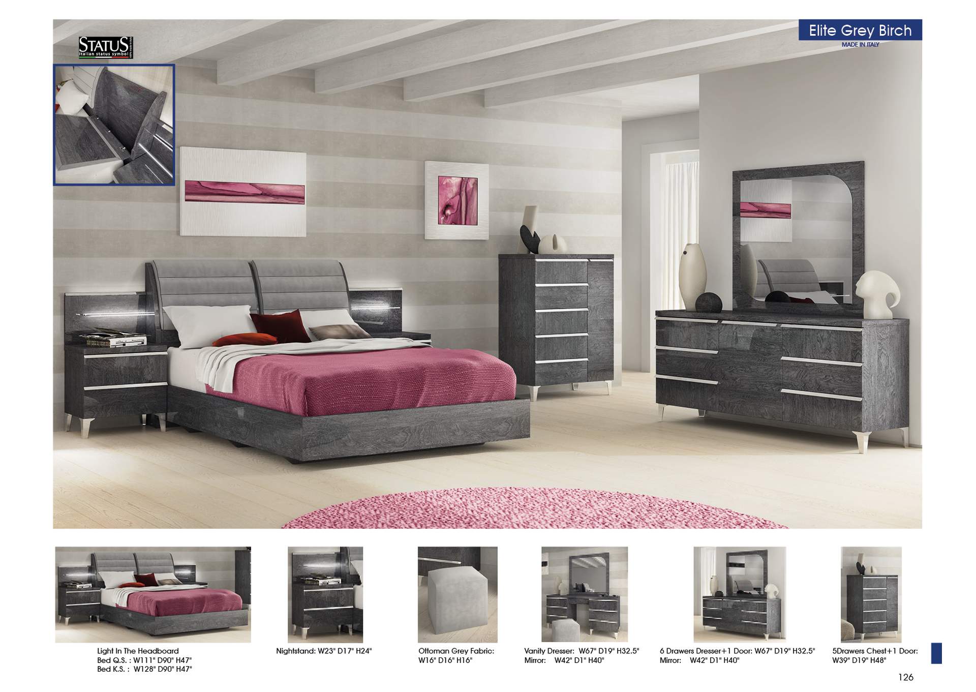 Grey/Silver Elite Ottoman,ESF Wholesale Furniture