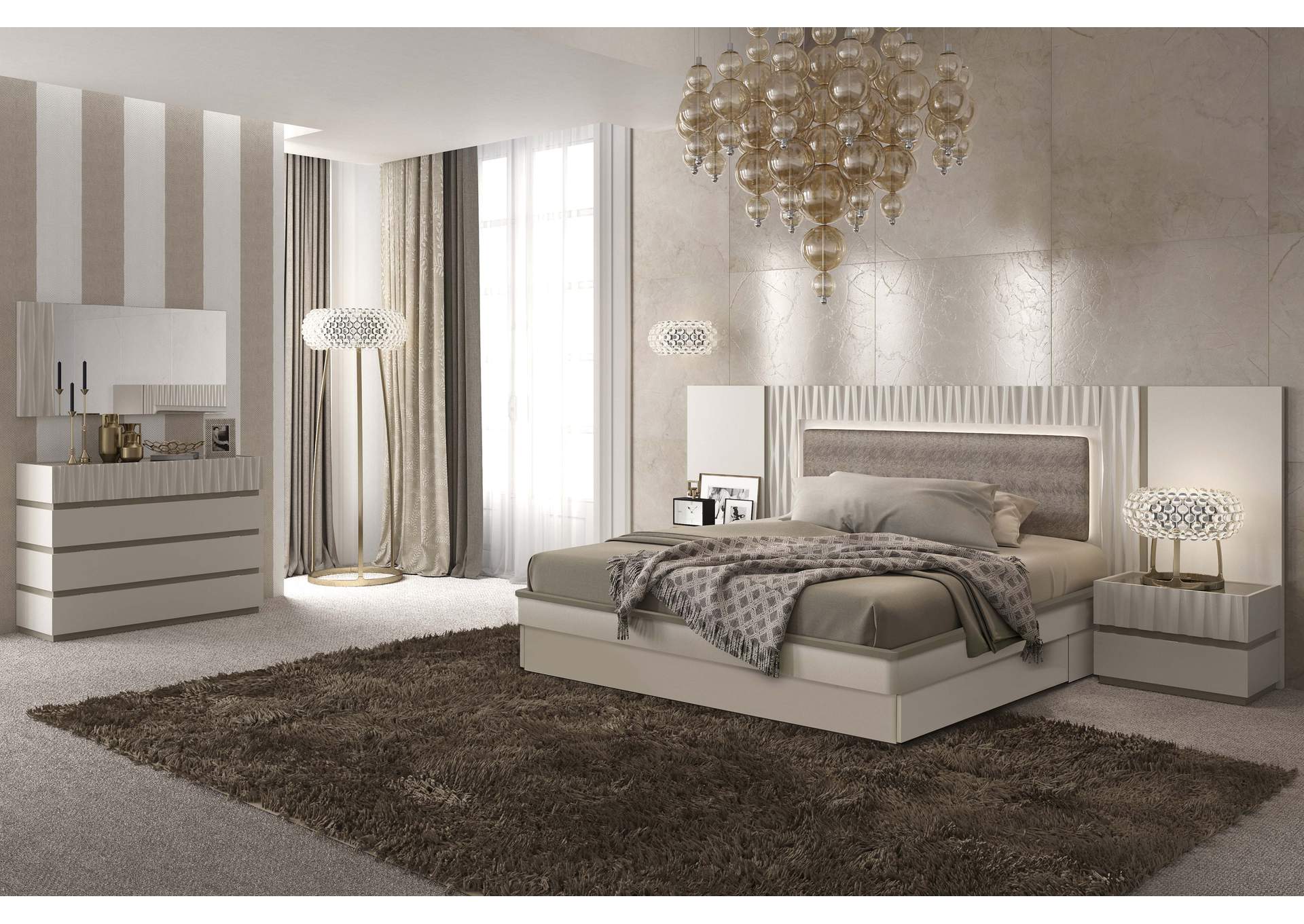 White, Light Beige Marina 2-Door Wardrobe,ESF Wholesale Furniture