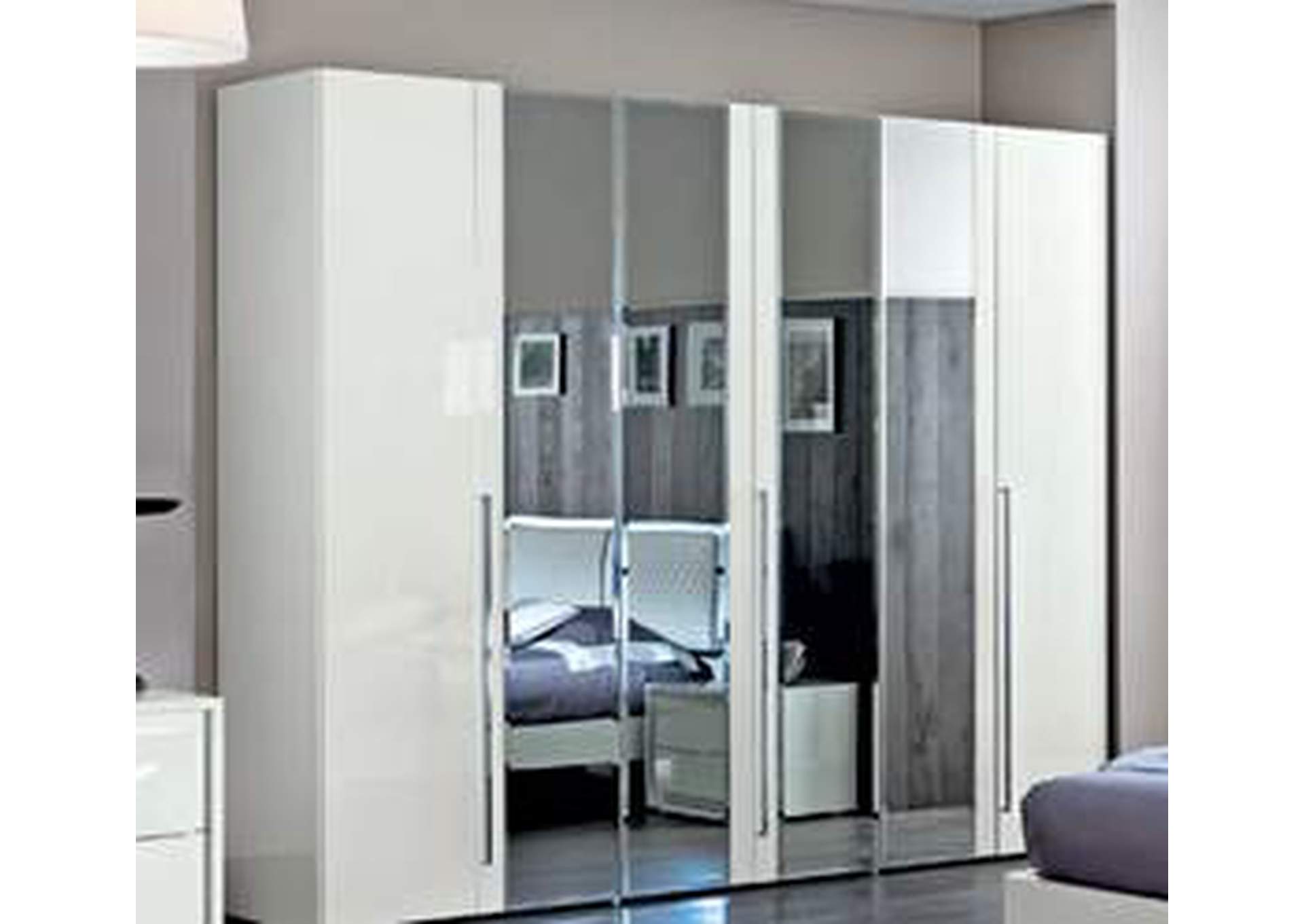 Dama Bianca 4 Doors Wardrobe with 2 Mirrors,ESF Wholesale Furniture