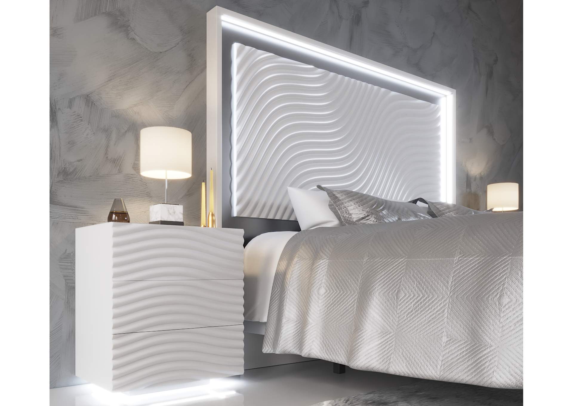 Wave Nightstand White SET,ESF Wholesale Furniture