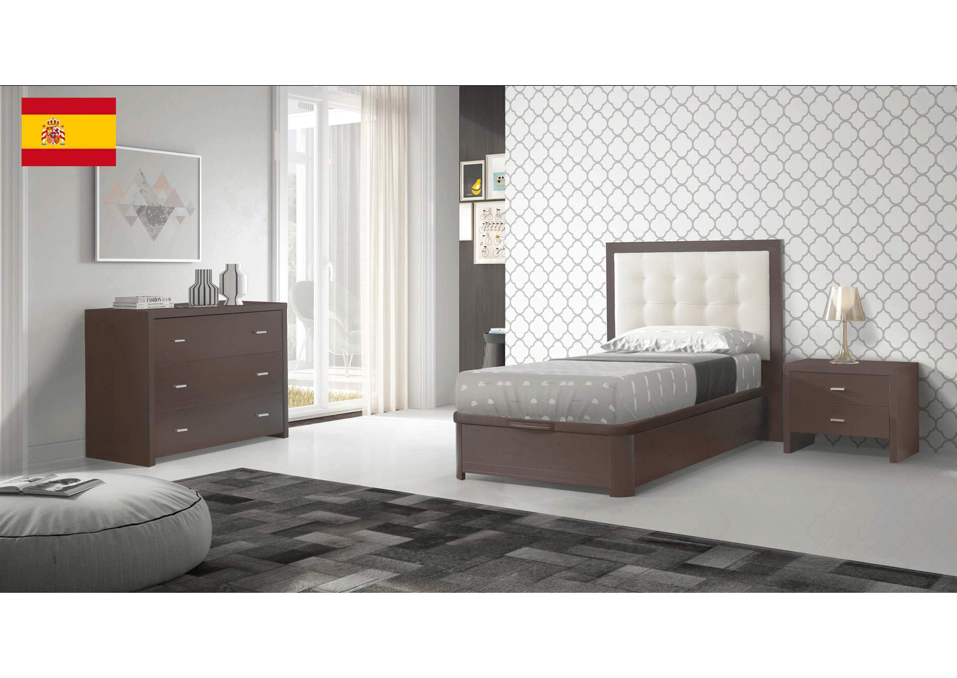 Regina Storage Twin , Full Size Wenge Bedroom SET,ESF Wholesale Furniture