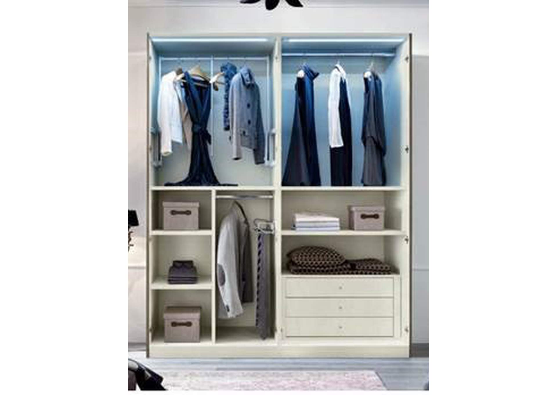 Platinum 4 Door Wardrobe with 2 Mirrors,ESF Wholesale Furniture