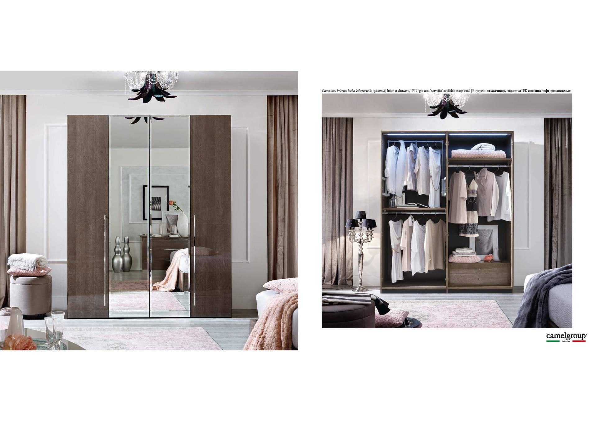 Platinum 4 Door Wardrobe with 2 Mirrors,ESF Wholesale Furniture
