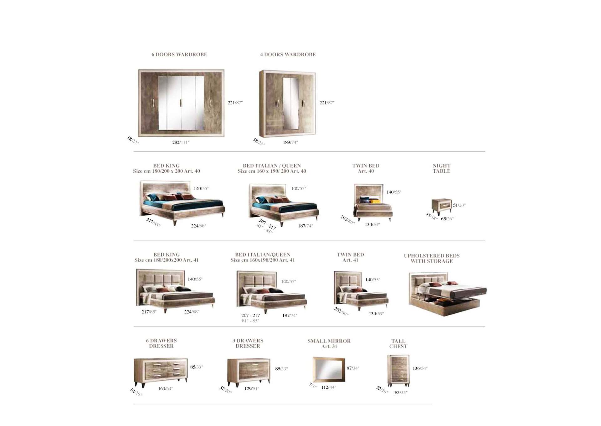 Arredoambra Bedroom By Arredo Classic with Single Dresser SET,ESF Wholesale Furniture
