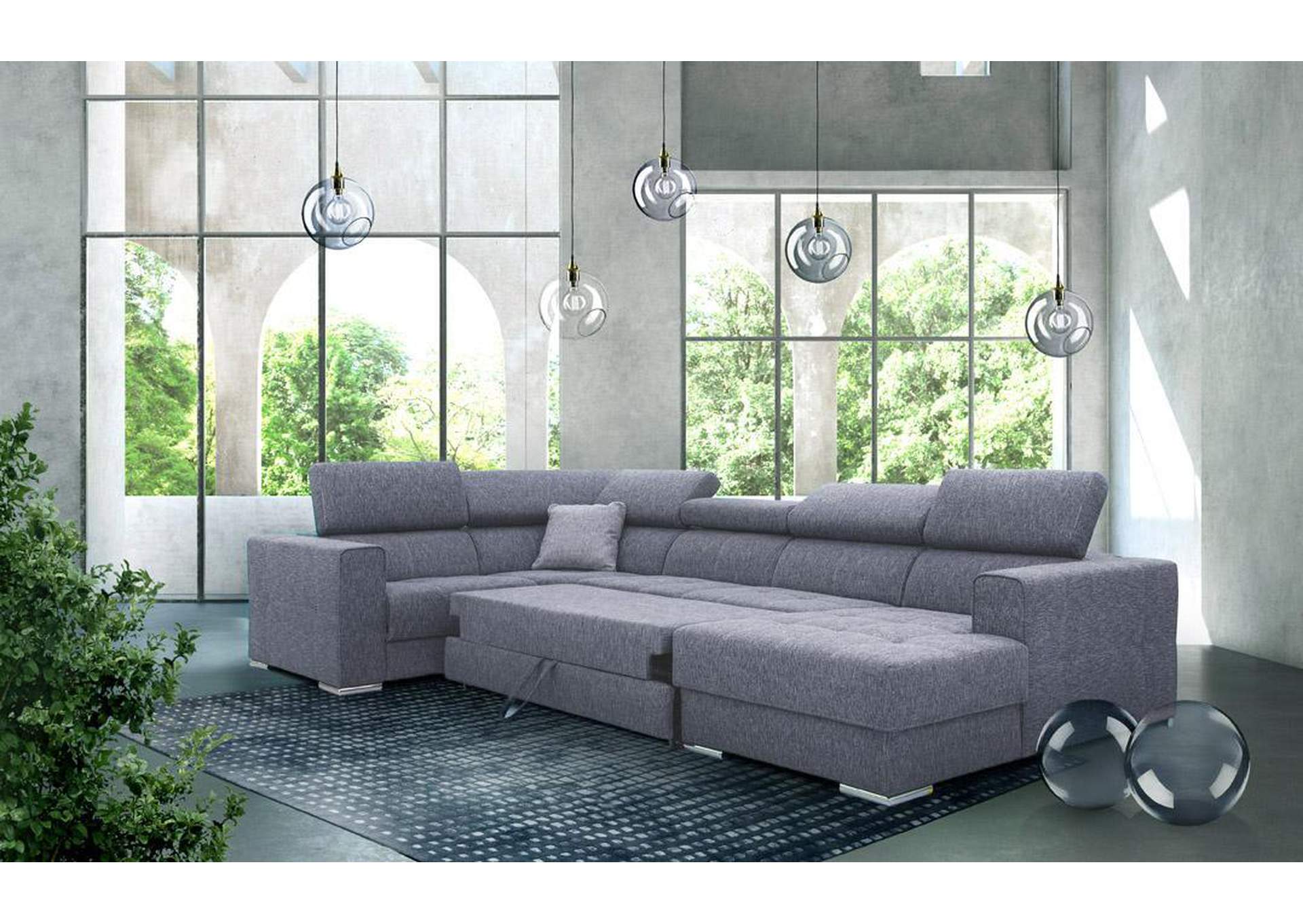 Quartz Sectional Right with Electric Recliner and Bed SET,ESF Wholesale Furniture