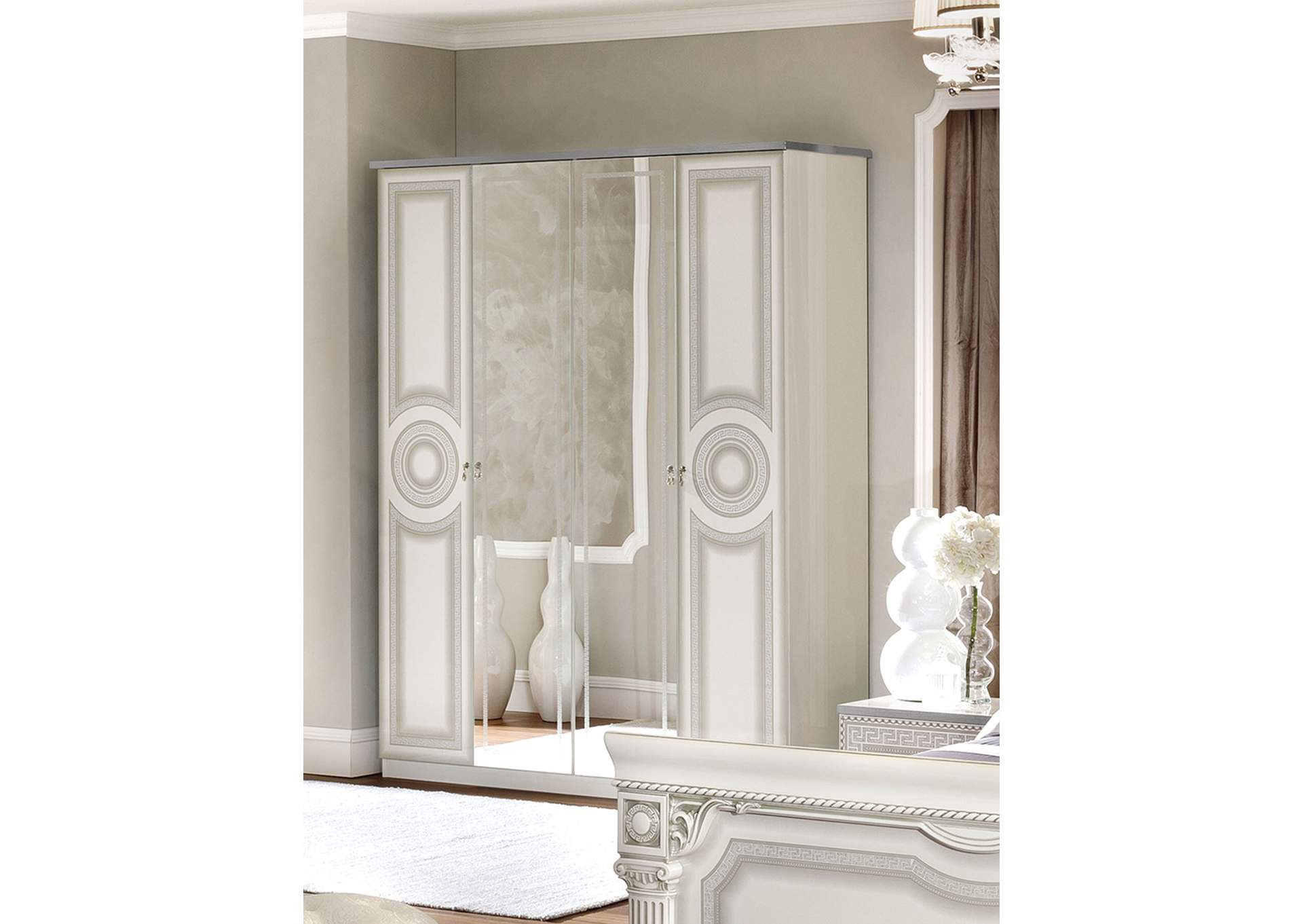 Aida White with Silver 2-door Ward,ESF Wholesale Furniture