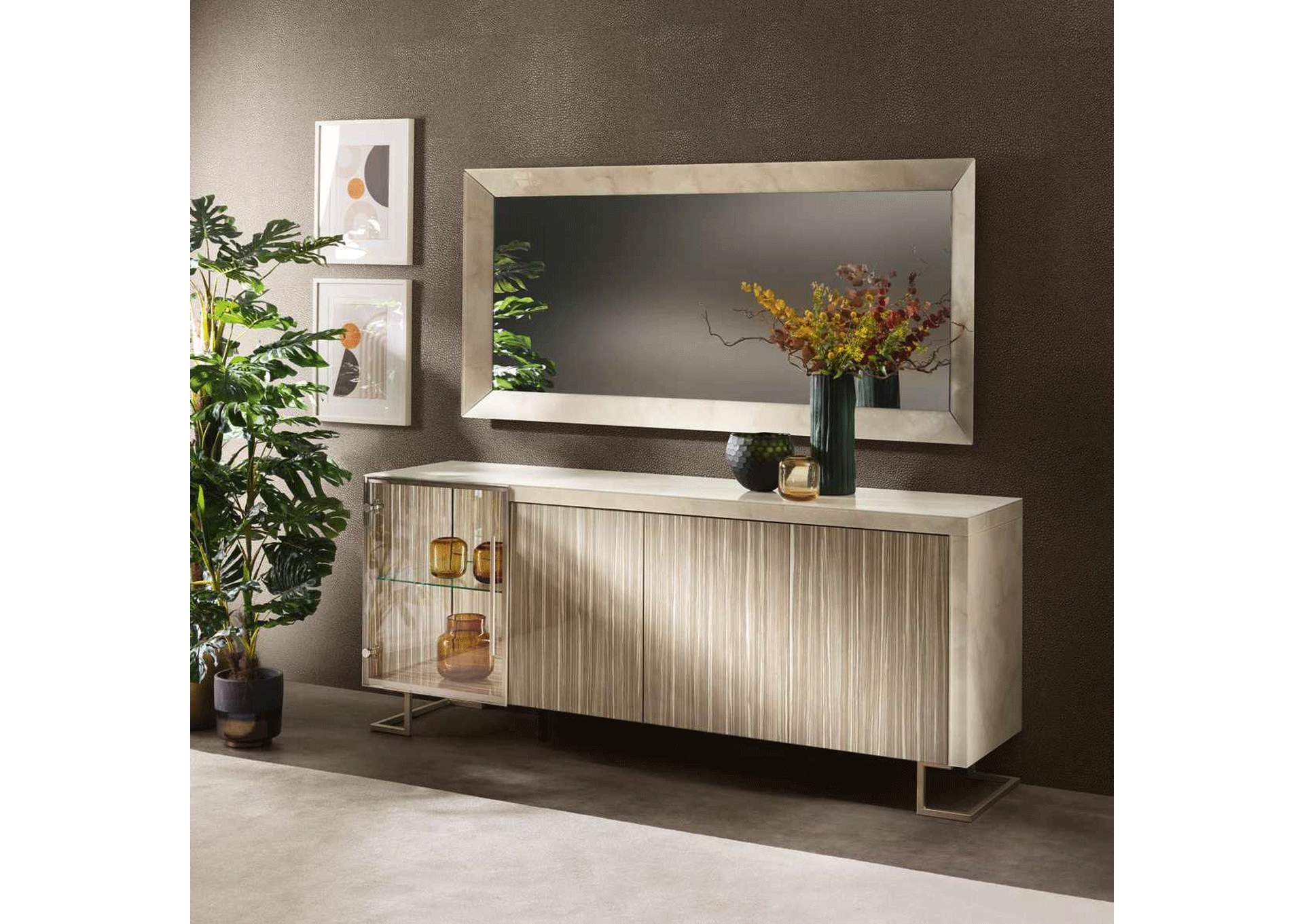 Luce 4 Door Buffet with Mirror SET,ESF Wholesale Furniture