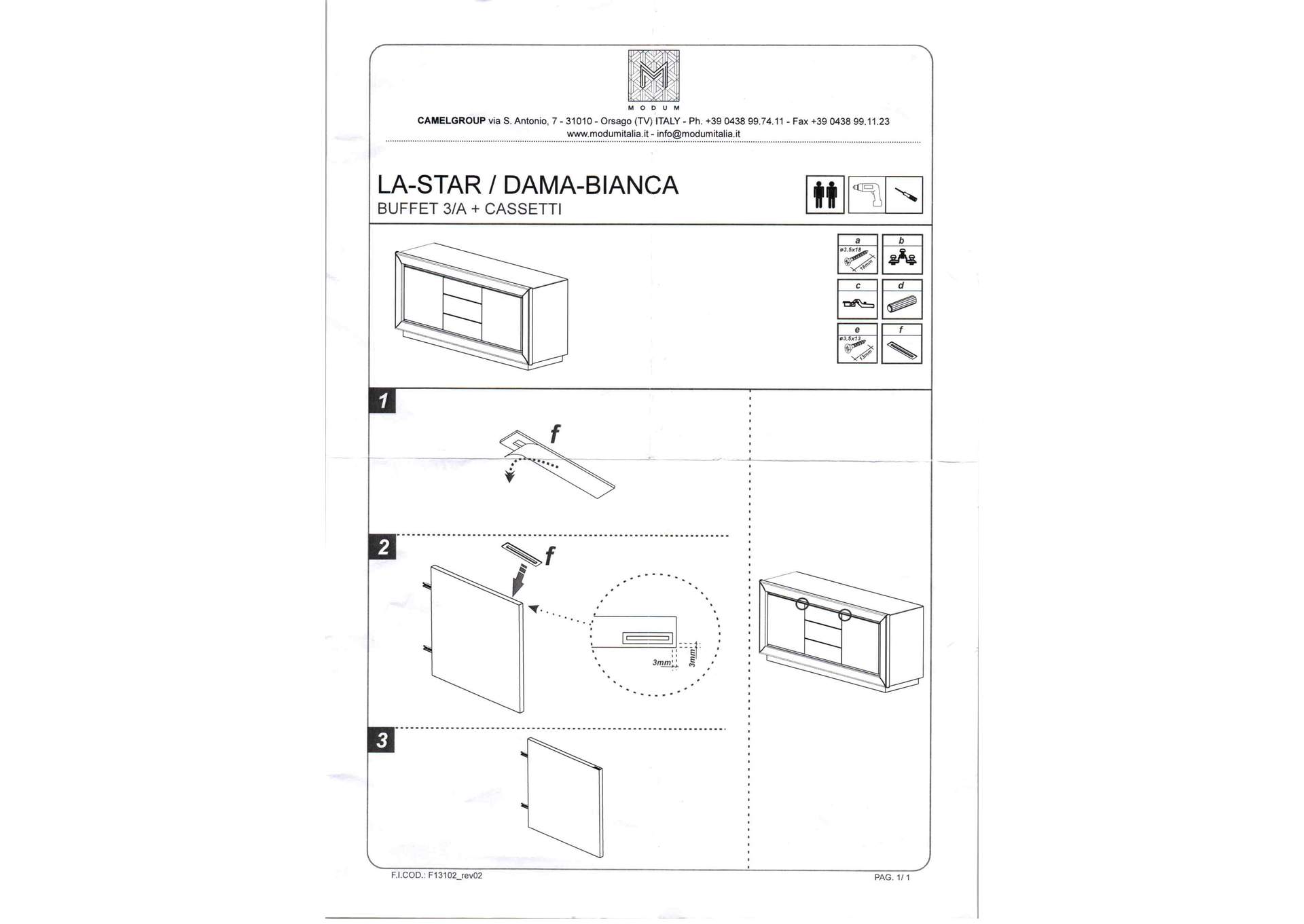 Dama Bianca 3-drawer Buffet,ESF Wholesale Furniture
