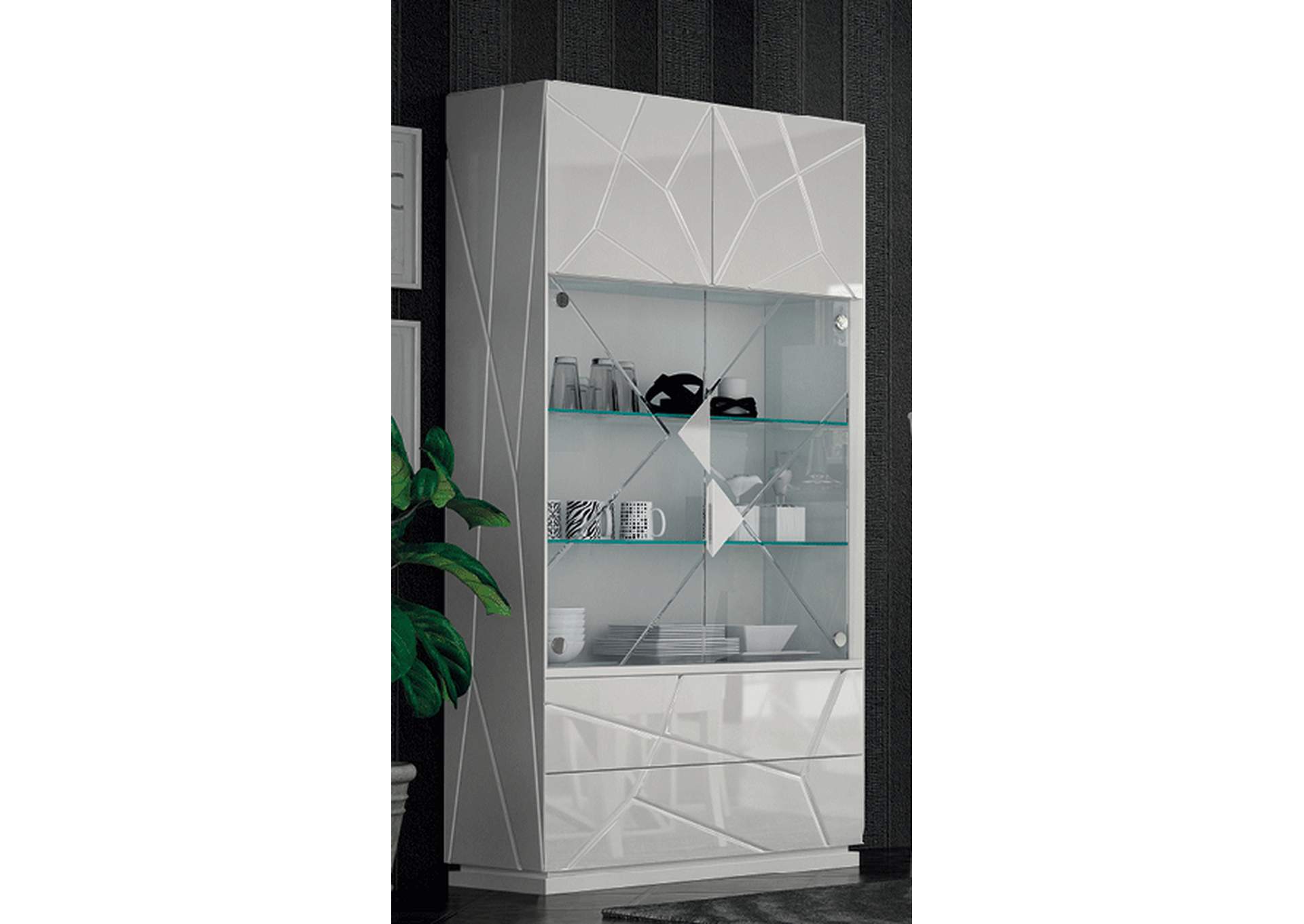 White, Grey/Silver Display Cabinet / China,ESF Wholesale Furniture