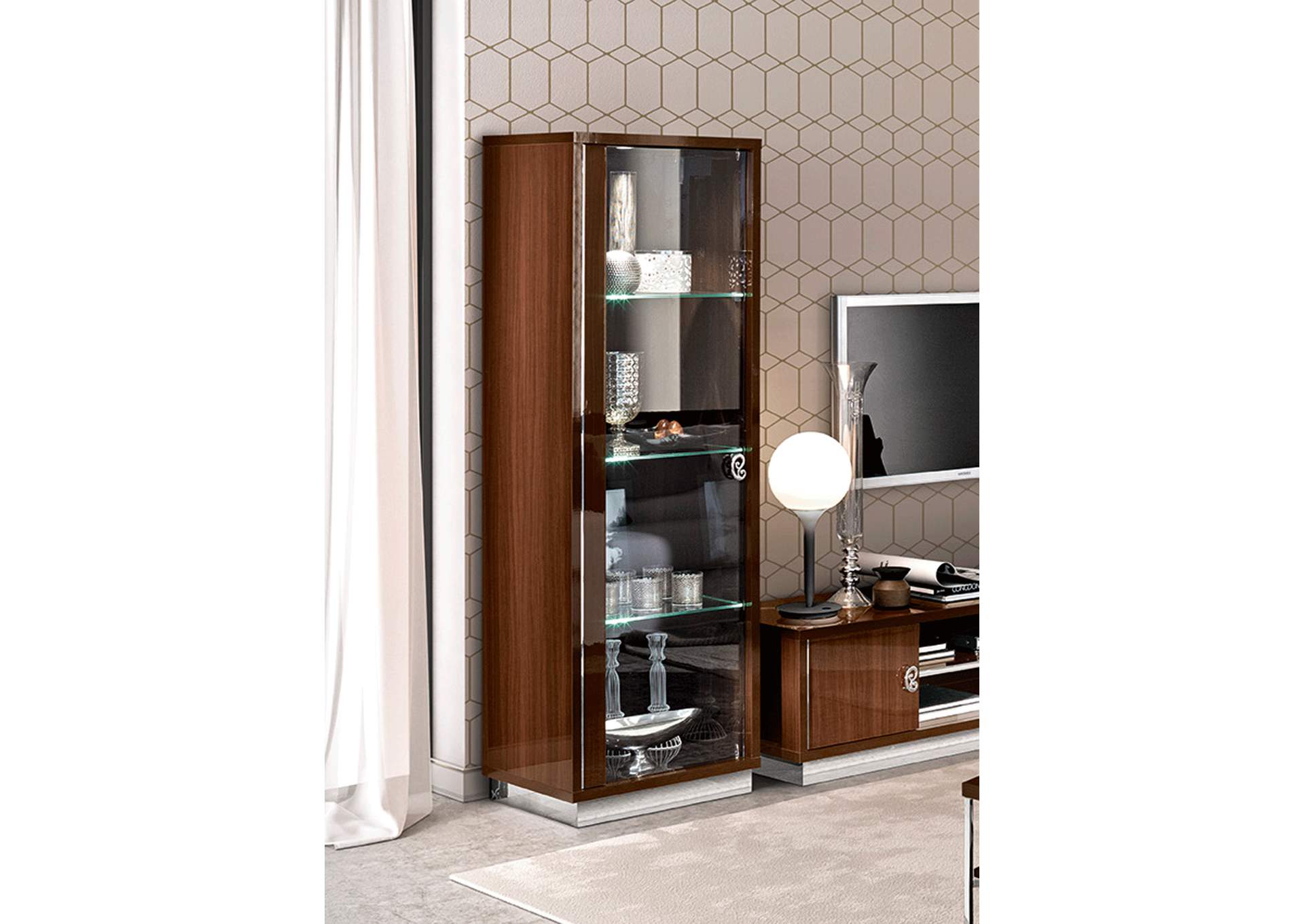 Brown/Wenge/Walnut, Grey/Silver Roma 2-Door Curio Walnut,ESF Wholesale Furniture