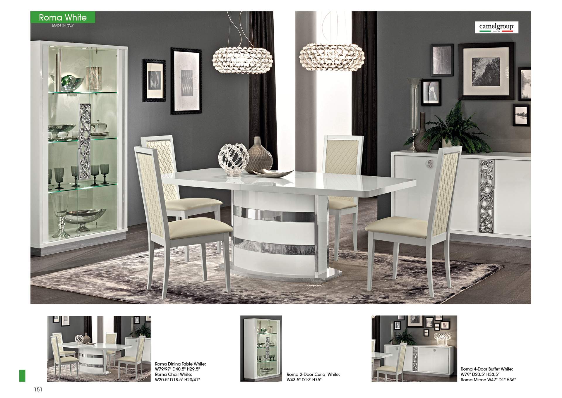 Roma 2-door Curio White,ESF Wholesale Furniture