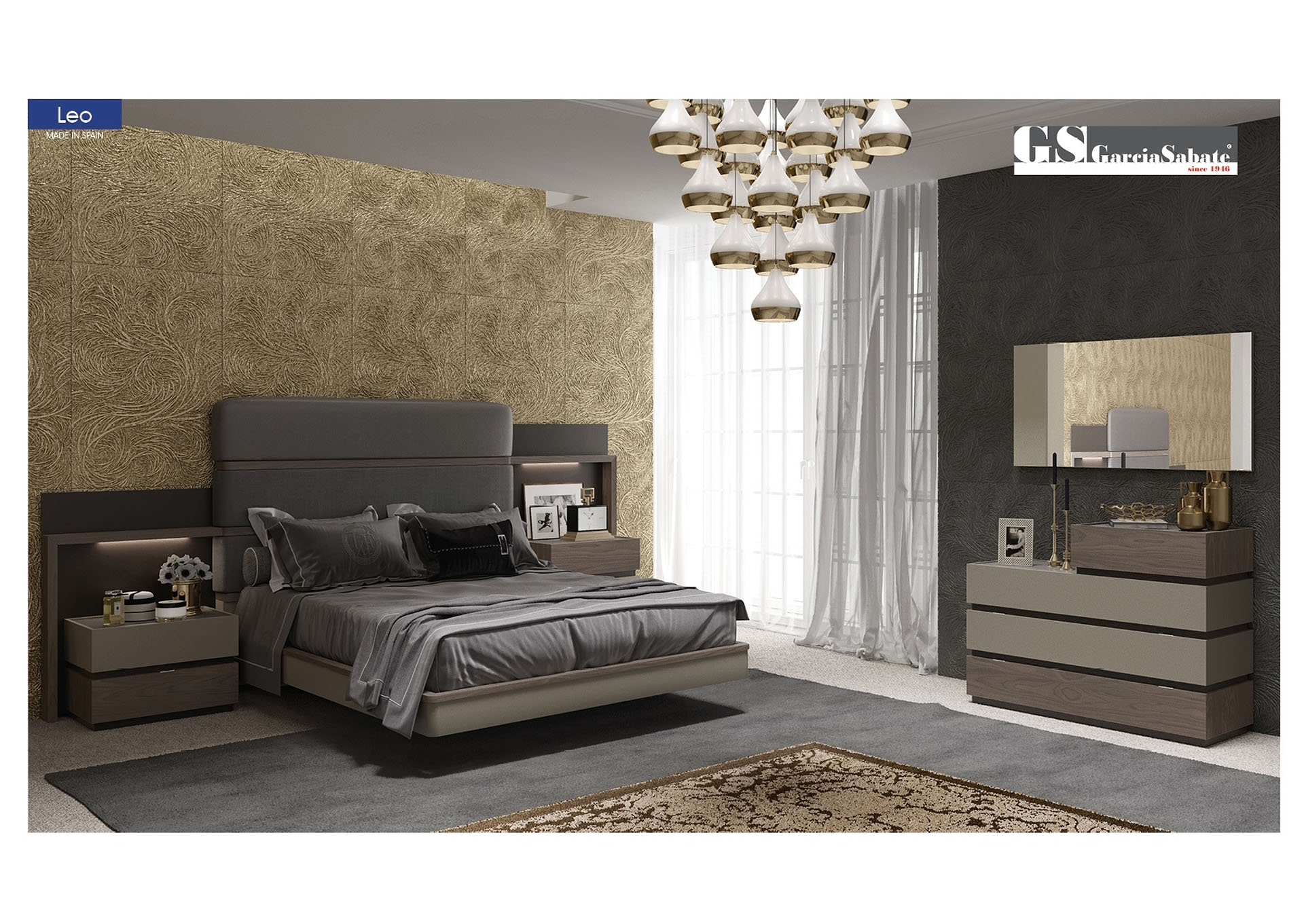 Leo Beige & Brown Storage Queen Bed,ESF Wholesale Furniture