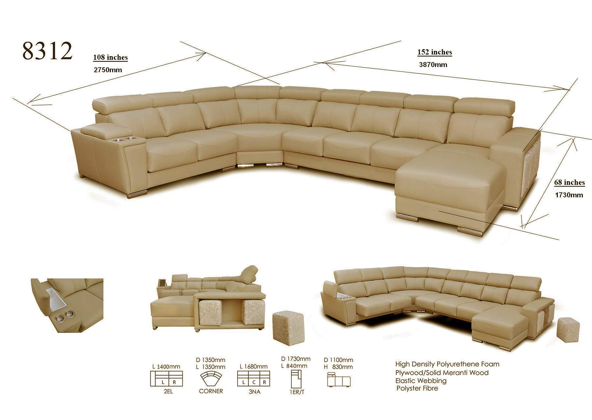 8312-sectional-right,ESF Wholesale Furniture